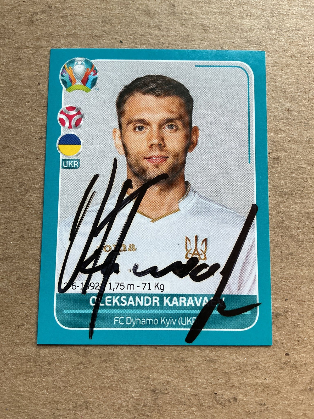 Oleksandr Karavayev, Ukraine 🇺🇦 UEFA Euro 2020 Panini hand signed - Autographs-World