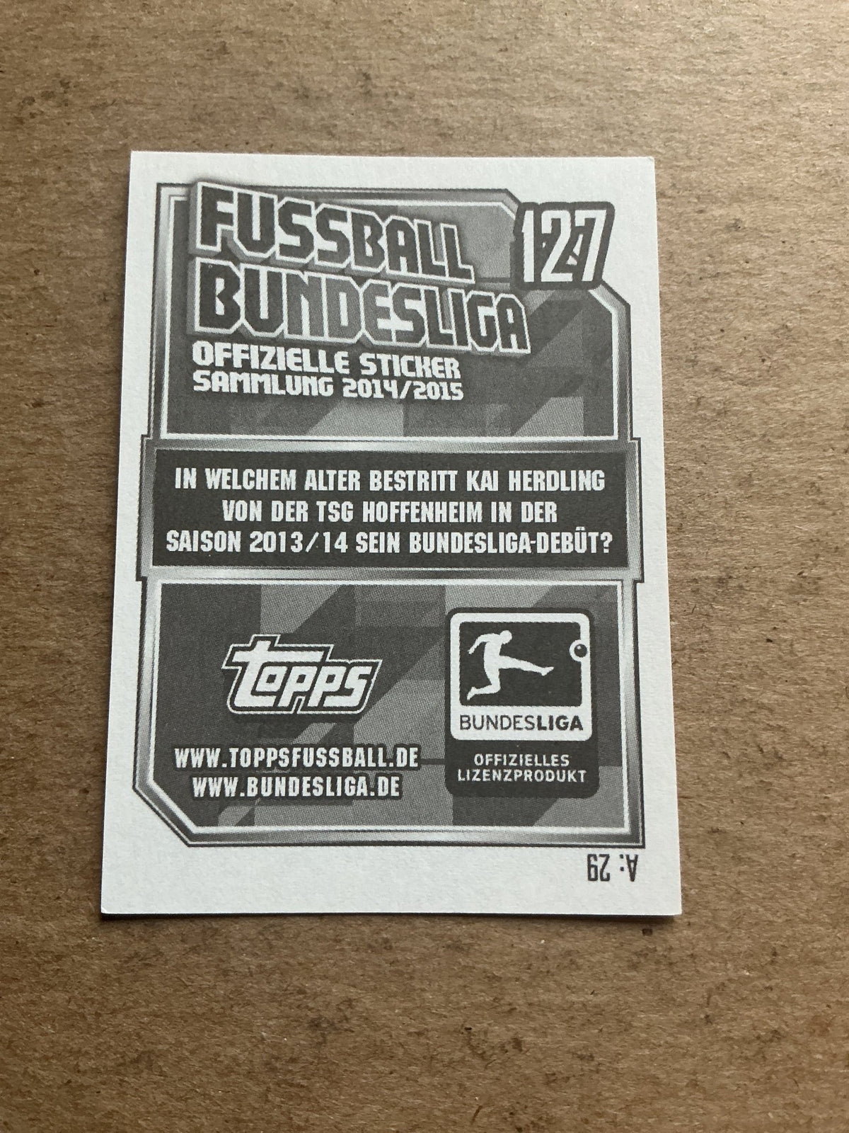 Oliver Baumann, Germany 🇩🇪 TSG 1899 Hoffenheim 2014/15 Topps hand signed - Autographs-World