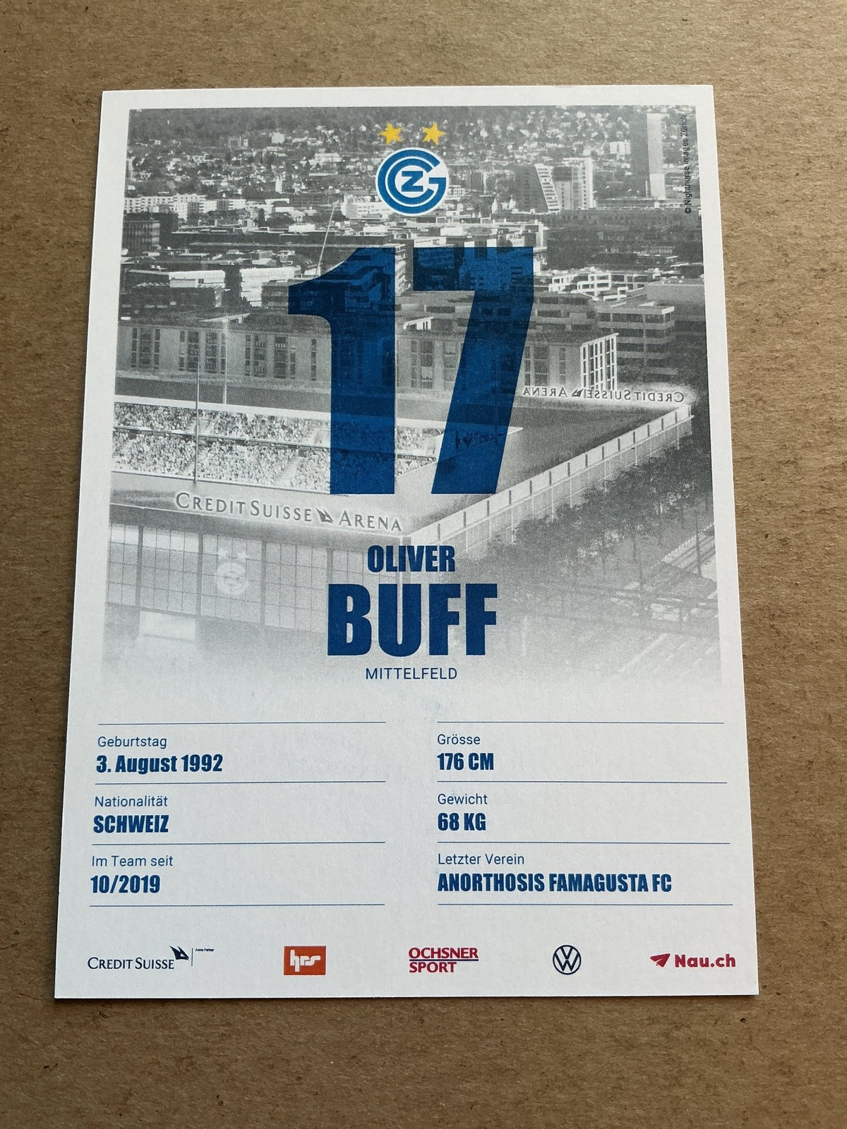 Oliver Buff, Switzerland 🇨🇭 Grasshopper Zürich 2019/20 hand signed - Autographs-World