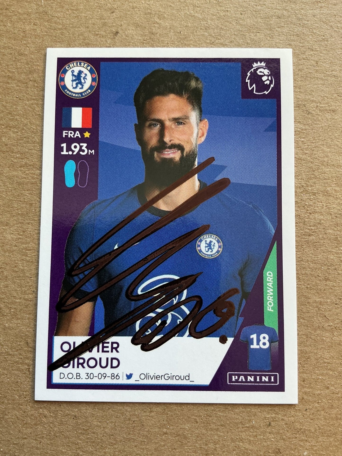 Oliver Giroud, France 🇫🇷 Chelsea FC 2021 Panini hand signed - Autographs-World