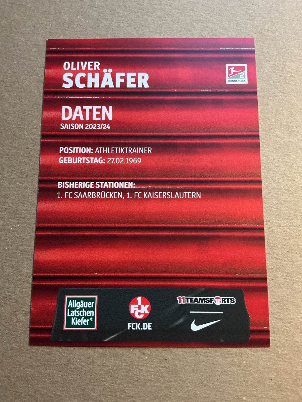 Oliver Schäfer, Germany 🇩🇪 1.FC Kaiserslautern 2023/24 hand signed - Autographs-World