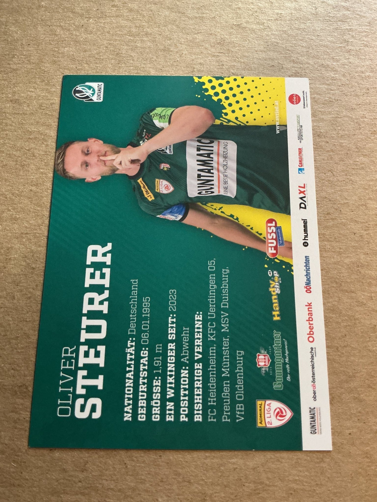 Oliver Steurer, Germany 🇩🇪 SV Ried 2024/25 hand signed - Autographs-World
