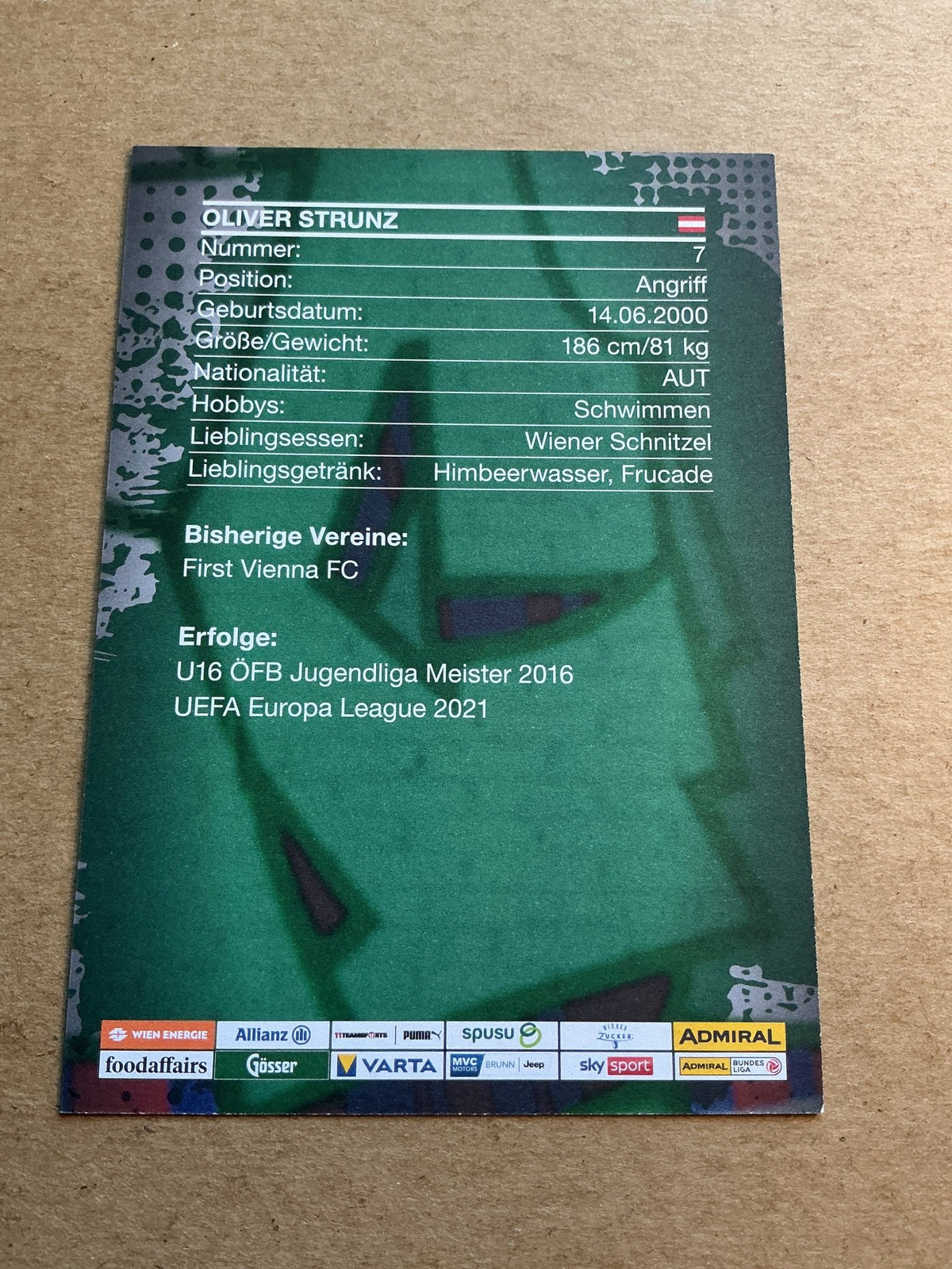 Oliver Strunz, Austria 🇦🇹 SK Rapid Wien 2023/24 hand signed - Autographs-World