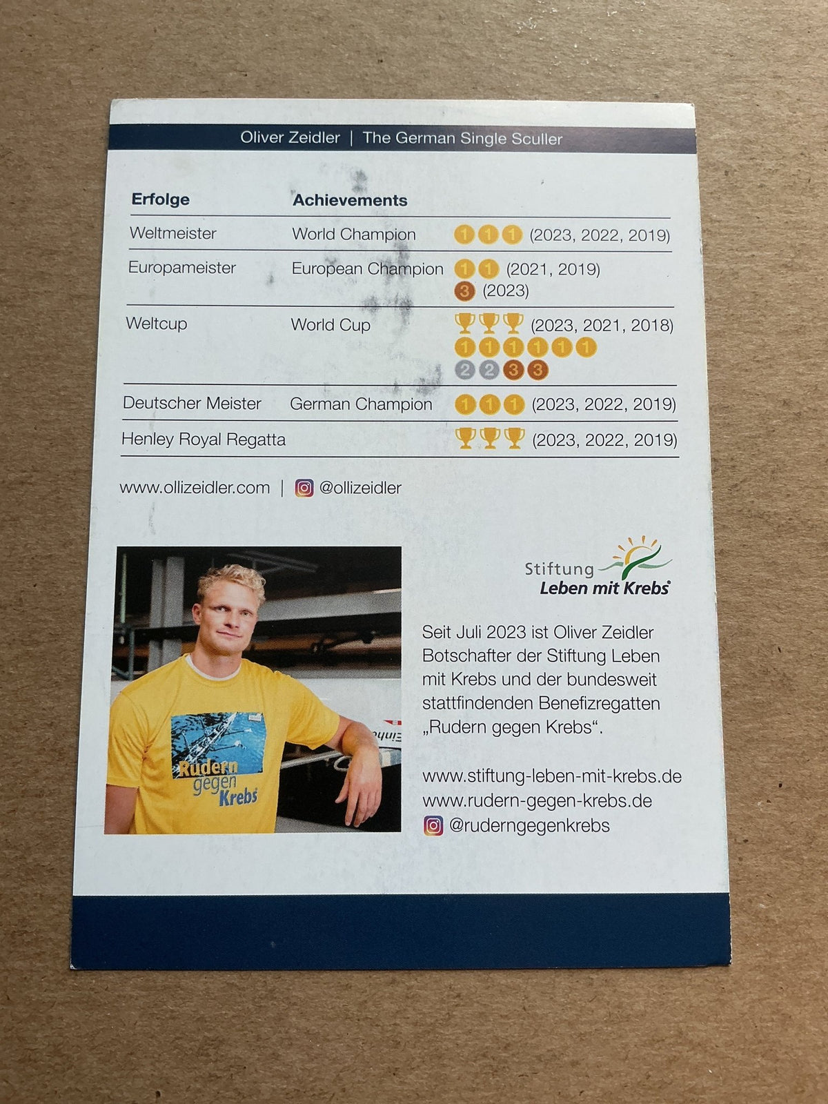 Oliver Zeidler, Germany 🇩🇪 Rowing Summer Olympics 2024 hand signed - Autographs-World
