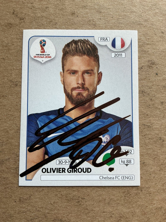 Olivier Giroud, France 🇫🇷 FIFA World Cup 2018 Panini hand signed - Autographs-World