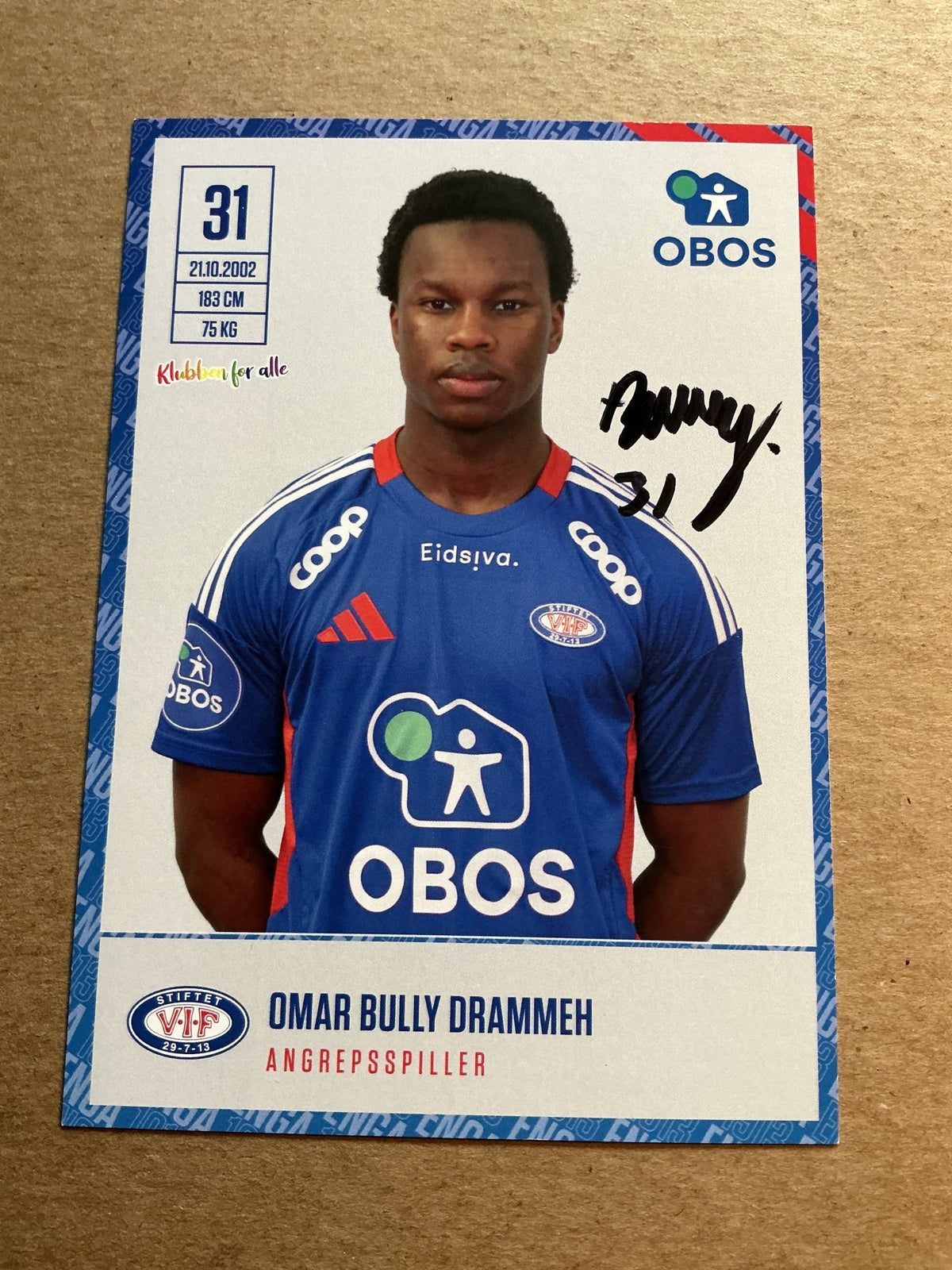 Omar Bully Drammeh, Norway 🇳🇴 Vålerenga Fotball 2024/25 hand signed - Autographs-World
