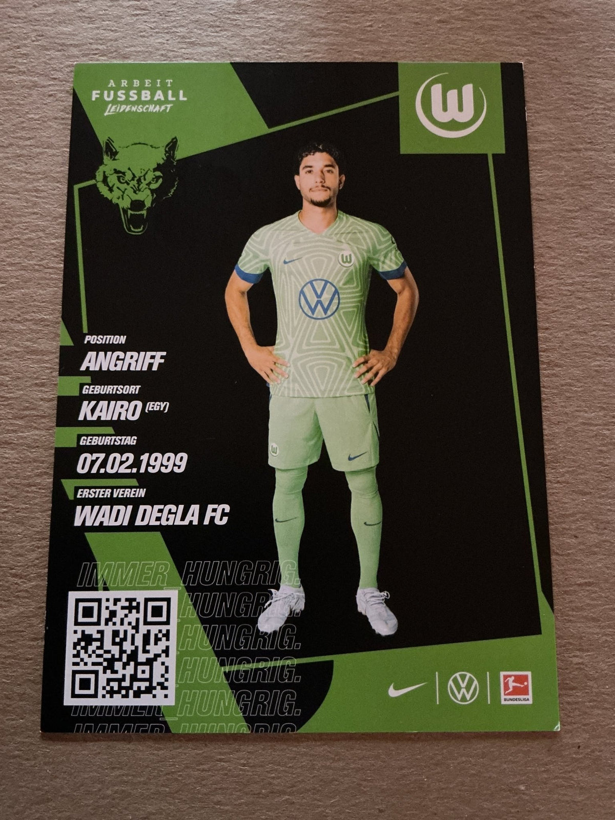 Omar Marmoush, Egypt 🇪🇬 VfL Wolfsburg 2022/23 hand signed - Autographs-World