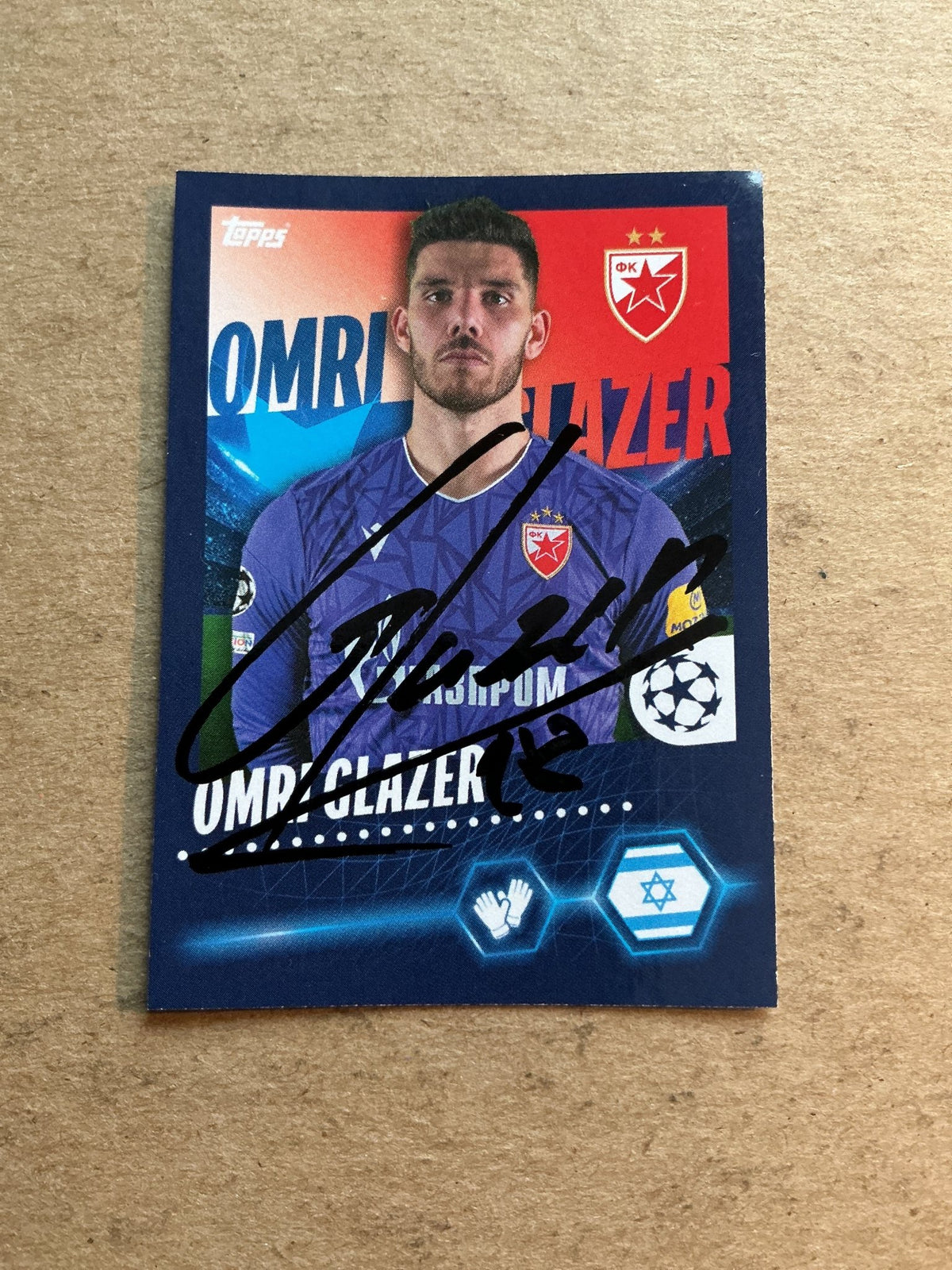 Omri Glazer, Israel 🇮🇱 Red Star Belgrade 2023/24 Topps hand signed - Autographs-World