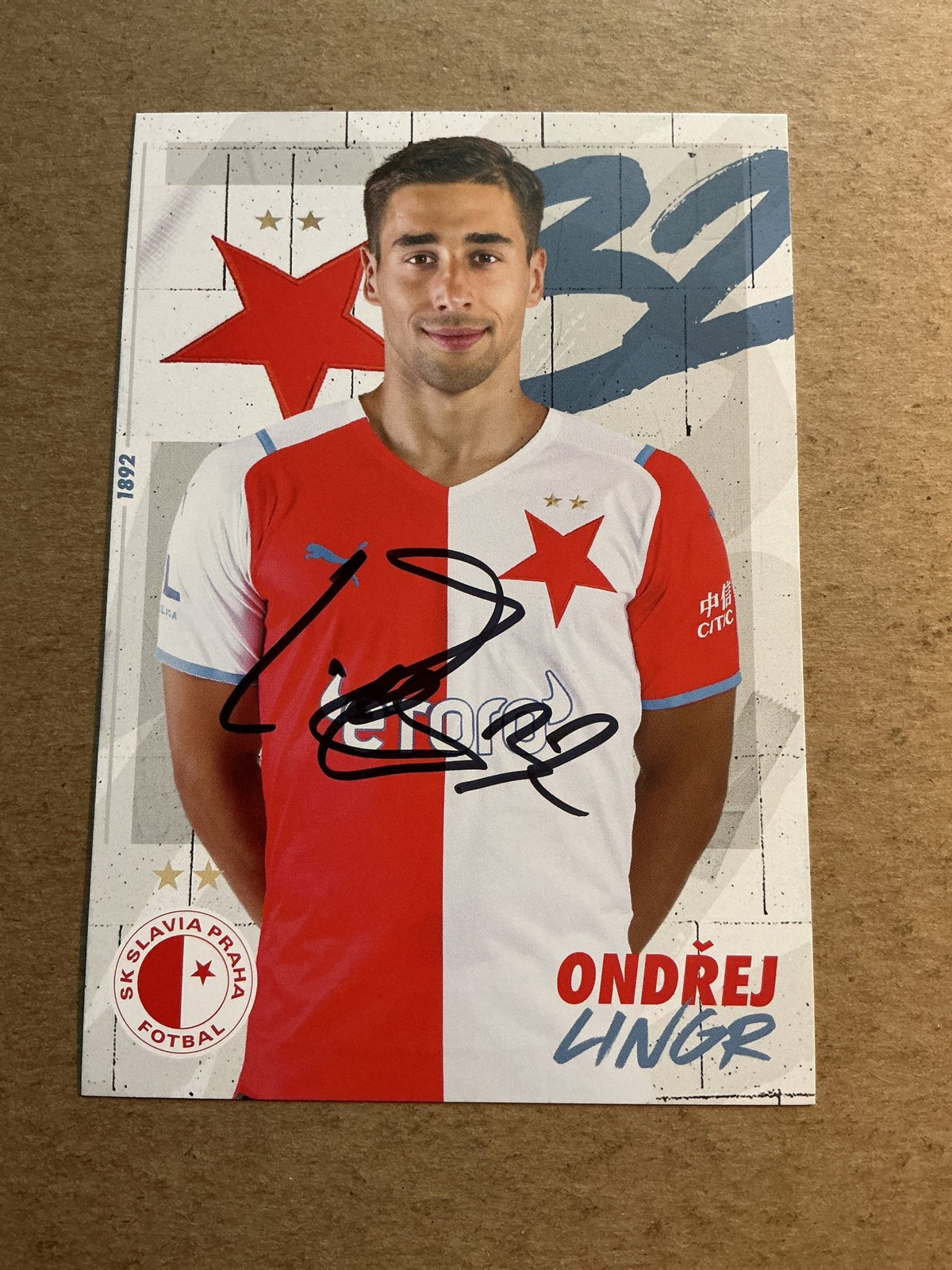 Ondř Lingr, Czech Republic 🇨🇿 SK Slavia Prague 2021/22 hand signed - Autographs-World