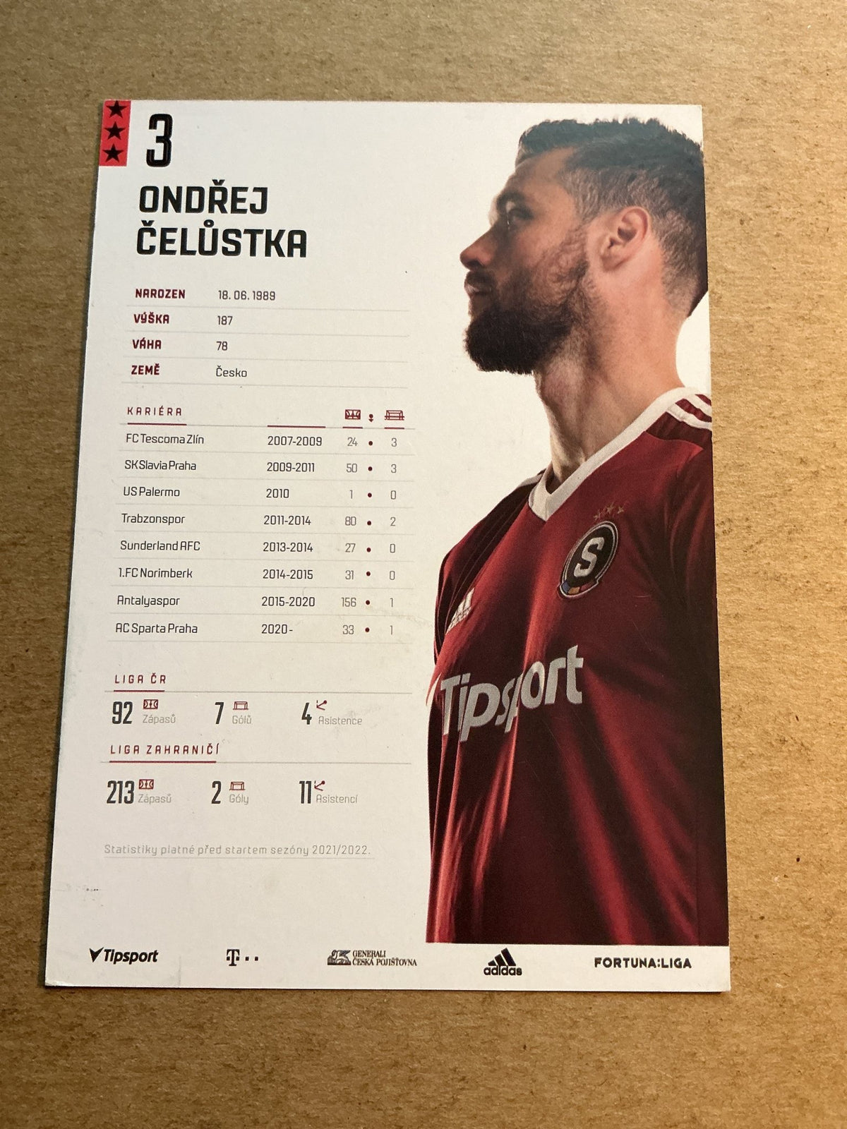 Ondřej Čelůstka, Czech Republic 🇨🇿 AC Sparta Prague 2021/22 hand signed - Autographs-World