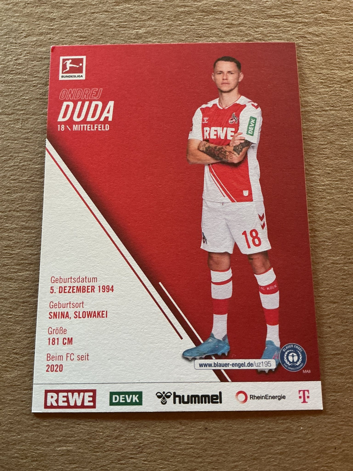 Ondrej Duda, Slovakia 🇸🇰 1.FC Köln 2022/23 hand signed - Autographs-World