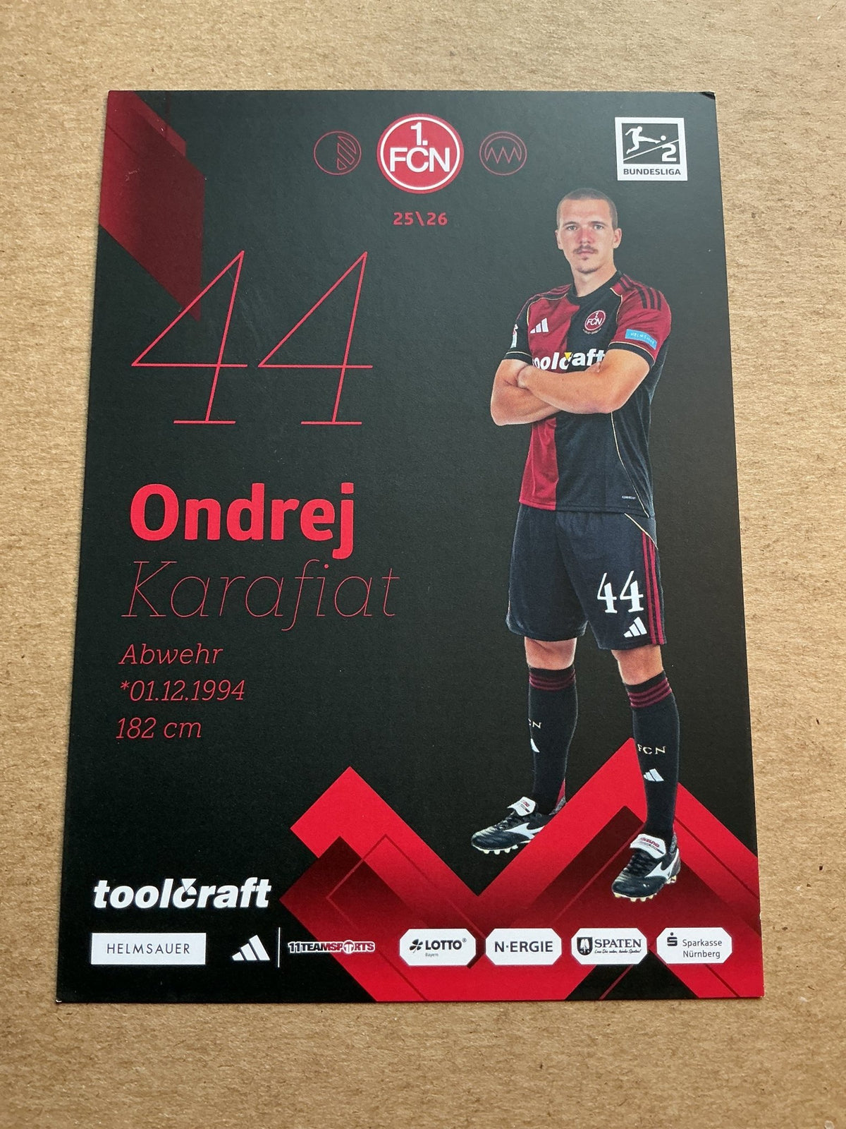 Ondrej Karafiat, Czech Republic 🇨🇿 1.FC Nürnberg 2025/26 hand signed - Autographs-World