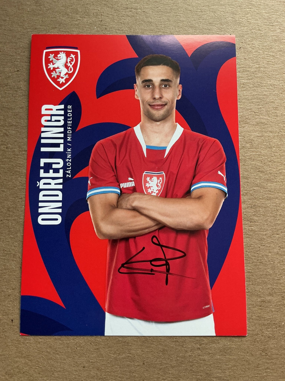 Ondřej Lingr, Czech Republic 🇨🇿 2023 Slavia Prague hand signed - Autographs-World