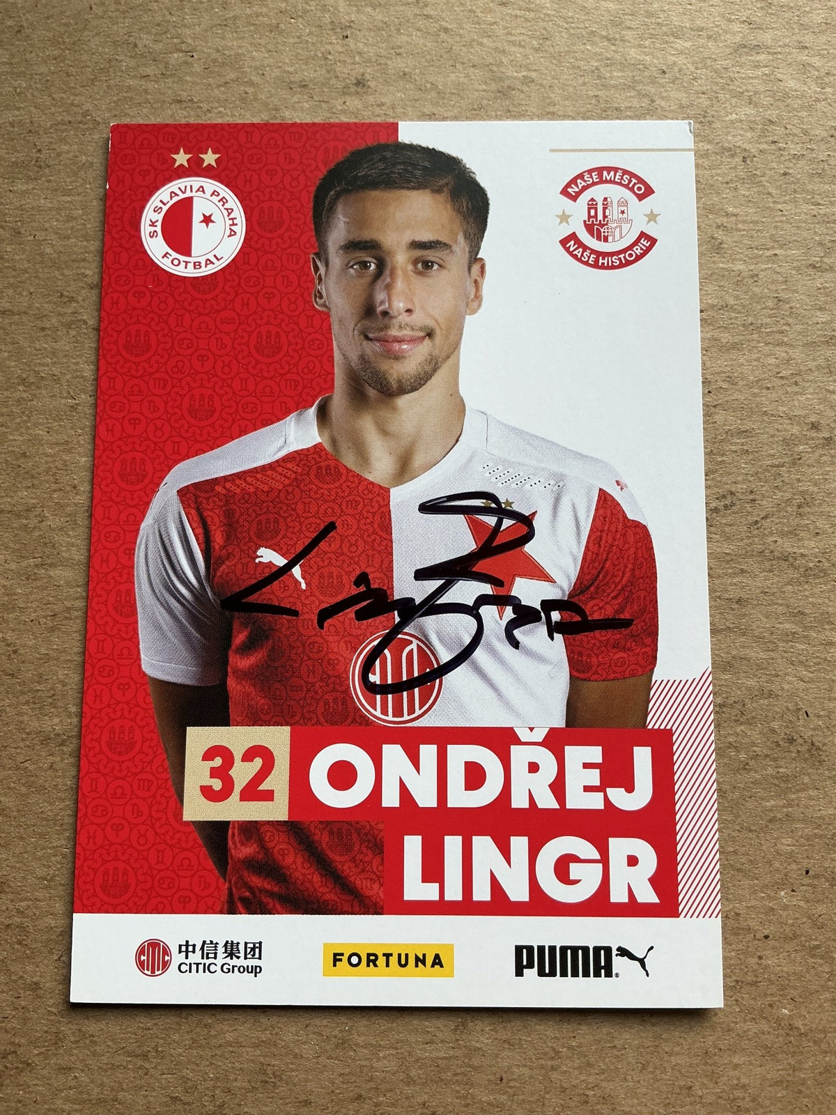Ondřej Lingr, Czech Republic 🇨🇿 SK Slavia Prague 2020/21 hand signed - Autographs-World