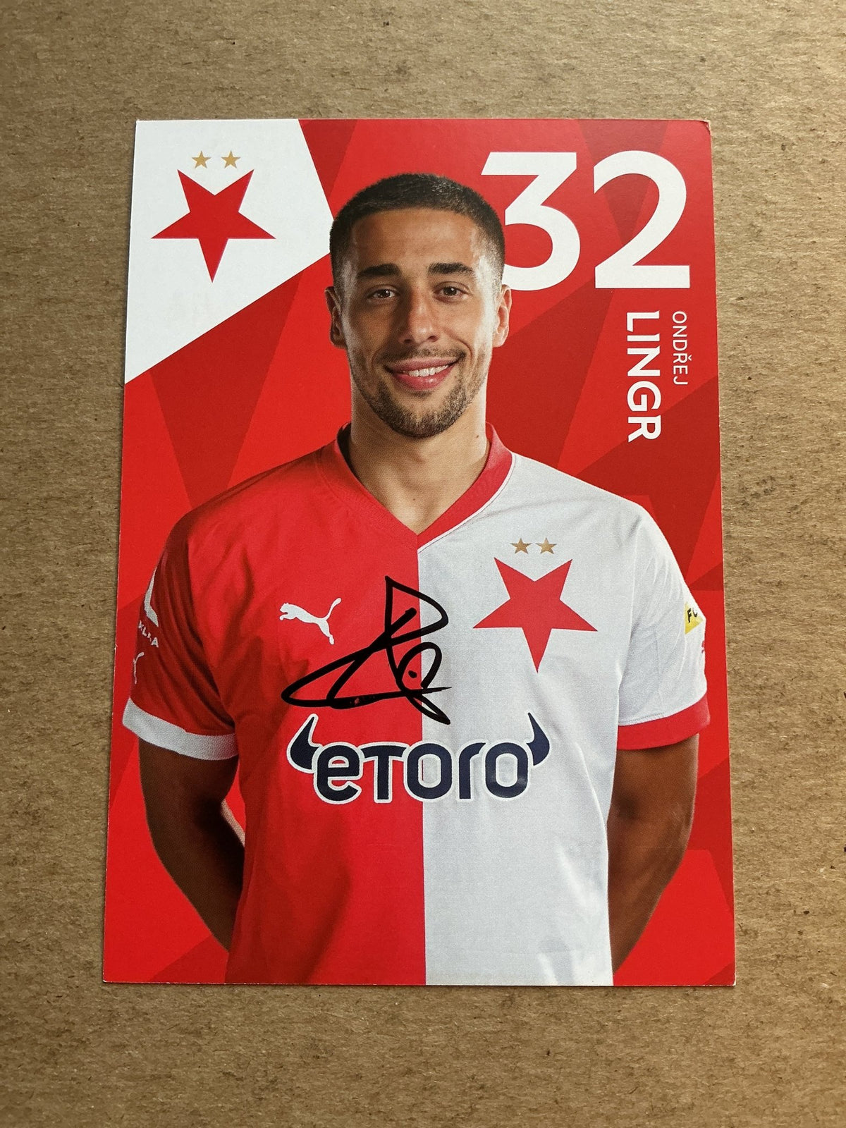 Ondřej Lingr, Czech Republic 🇨🇿 SK Slavia Prague 2022/23 hand signed - Autographs-World