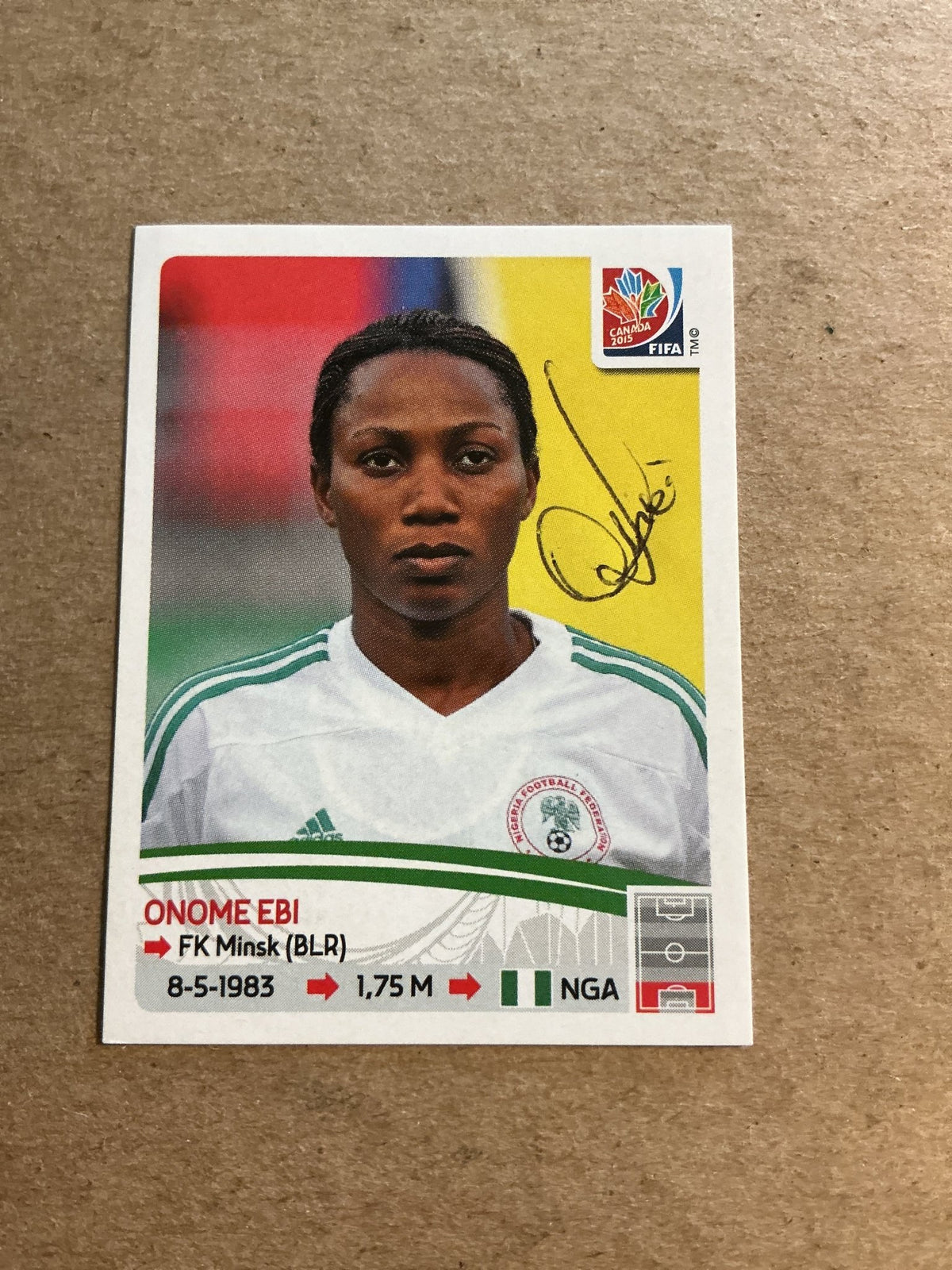 Onome Ebi, Nigeria 🇳🇬 FIFA Women’s World Cup 2015 Panini hand signed - Autographs-World
