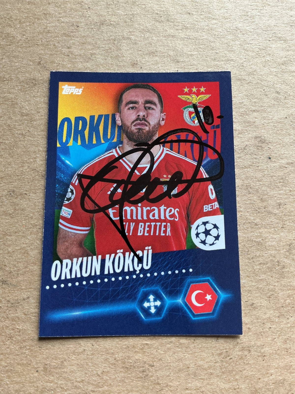 Orkun Kökcü, Türkiye 🇹🇷 SL Benfica 2023/24 Topps hand signed - Autographs-World