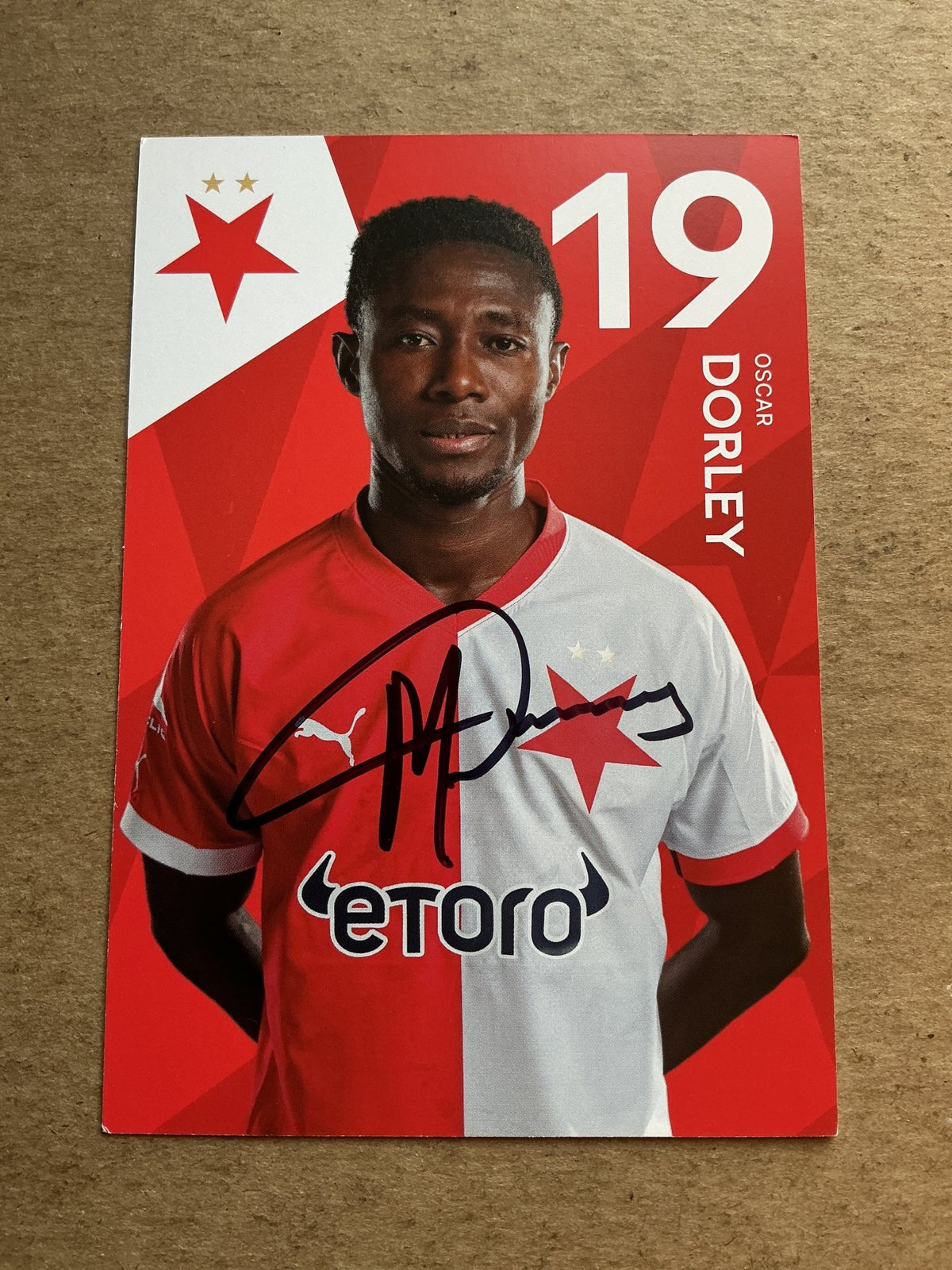 Oscar Dorley, Liberia 🇱🇷 SK Slavia Prague 2022/23 hand signed - Autographs-World