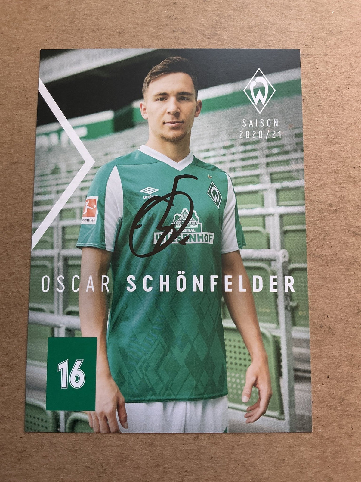 Oscar Schönfelder, Germany 🇩🇪 SV Werder Bremen 2020/21 hand signed - Autographs-World