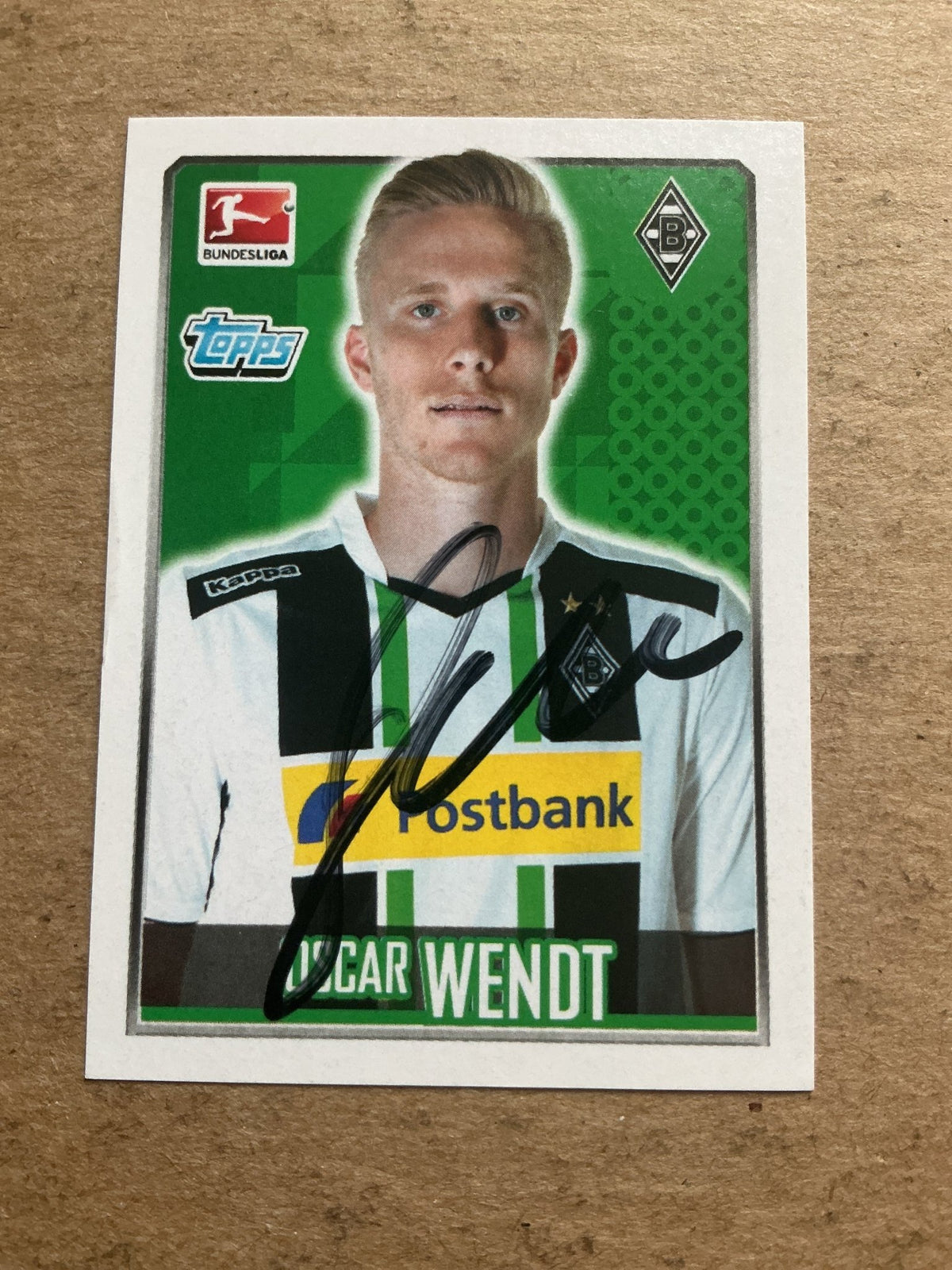 Oscar Wendt, Sweden 🇸🇪 Borussia Mönchengladbach 2014/15 Topps hand signed - Autographs-World