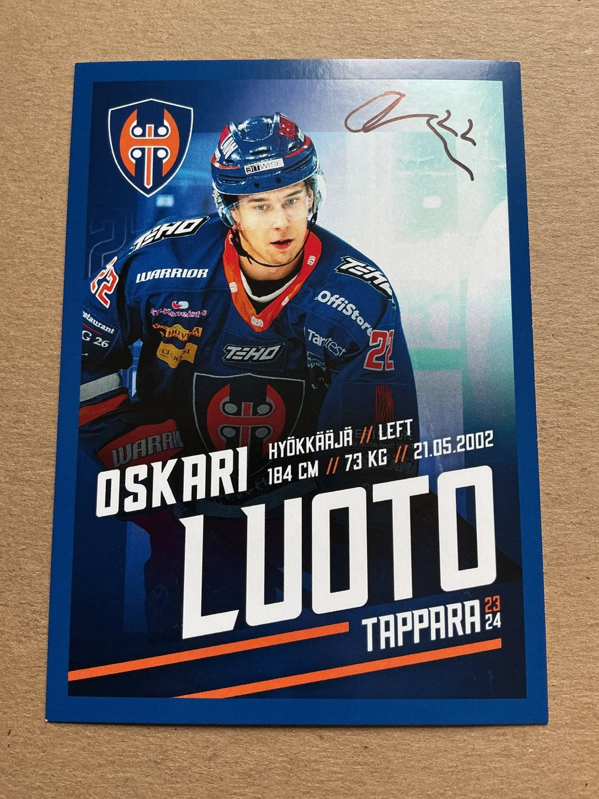 Oskari Luoto, Finland 🇫🇮 Tappara Tampere 2023/24 hand signed - Autographs-World
