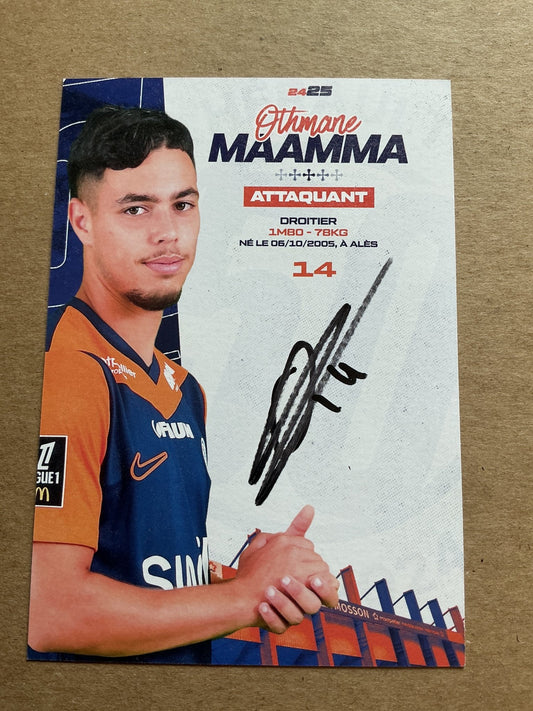 Othmane Maama, Morocco 🇲🇦 Montpellier HSC 2024/25 hand signed - Autographs-World