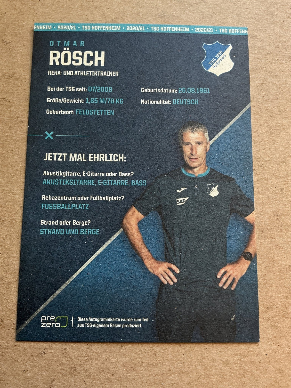 Otmar Rösch, Germany 🇩🇪 TSG 1899 Hoffenheim 2020/21 hand signed - Autographs-World