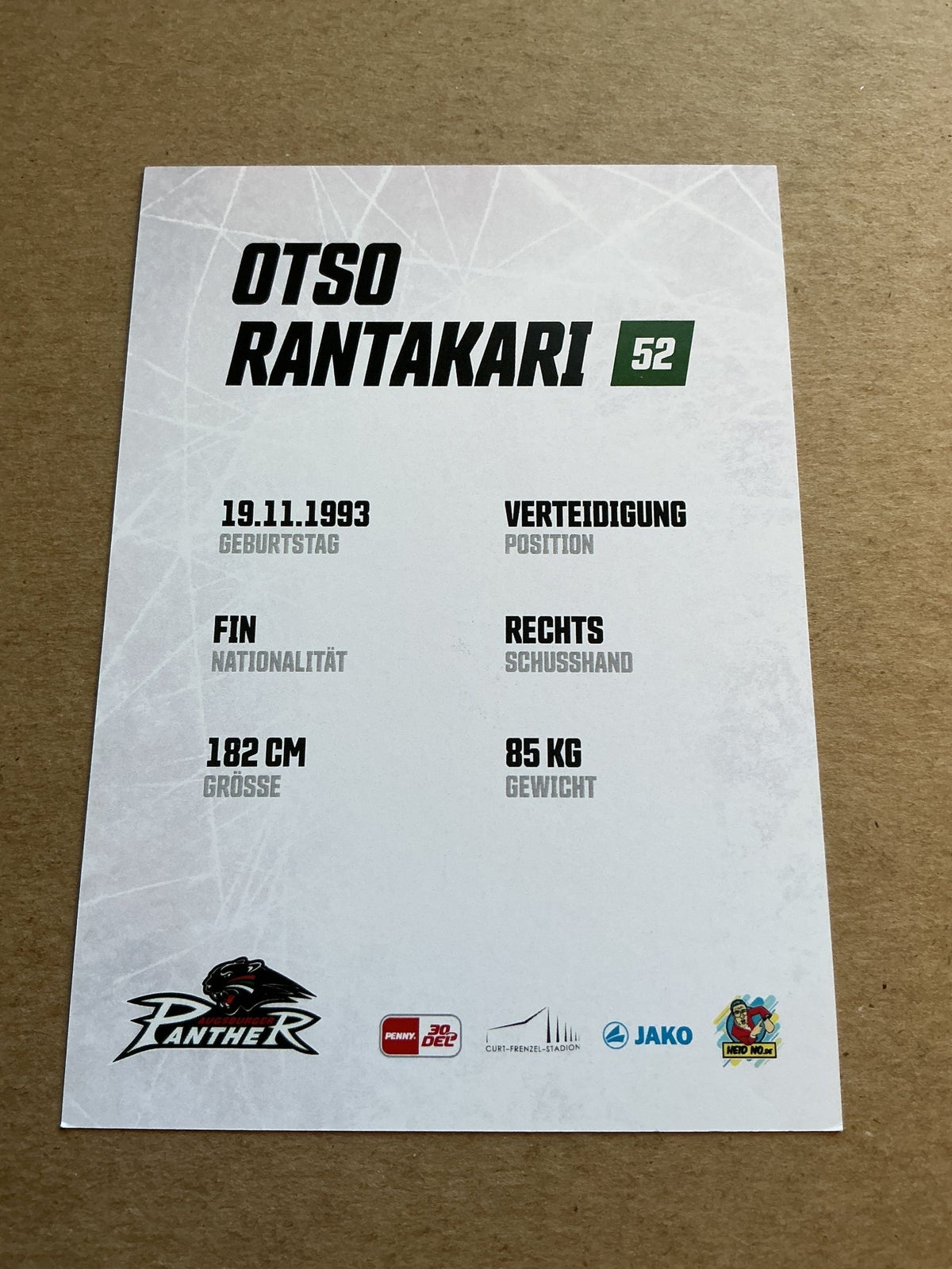 Otso Rantakari, Finland 🇫🇮 Augsburg Panther 2023/24 hand signed - Autographs-World