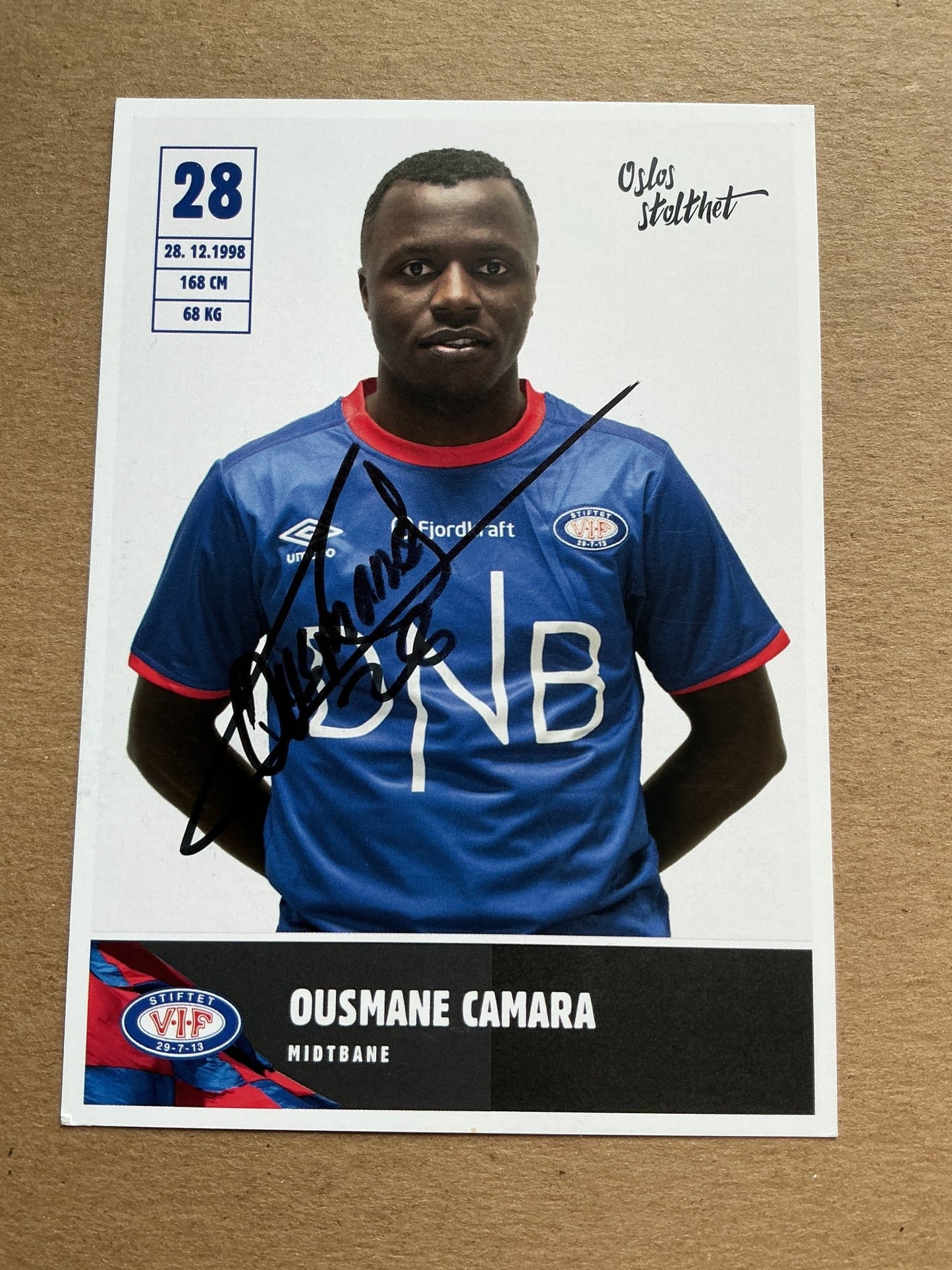 Ousmane Camara, Guinea 🇬🇳 Vålerenga IF 2019/20 hand signed - Autographs-World