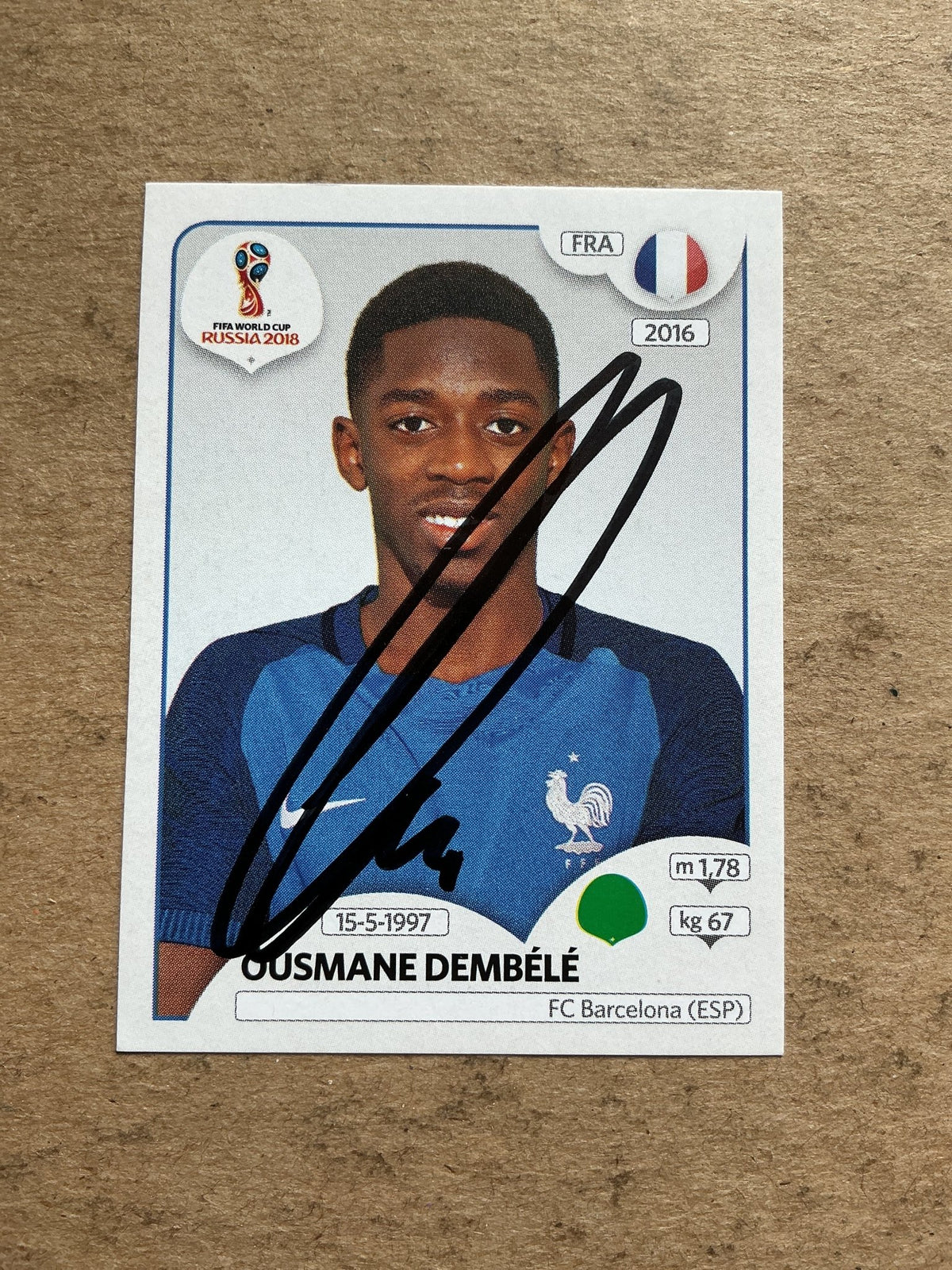Ousmane Dembélé, France 🇫🇷 FIFA World Cup 2018 Panini hand signed - Autographs-World