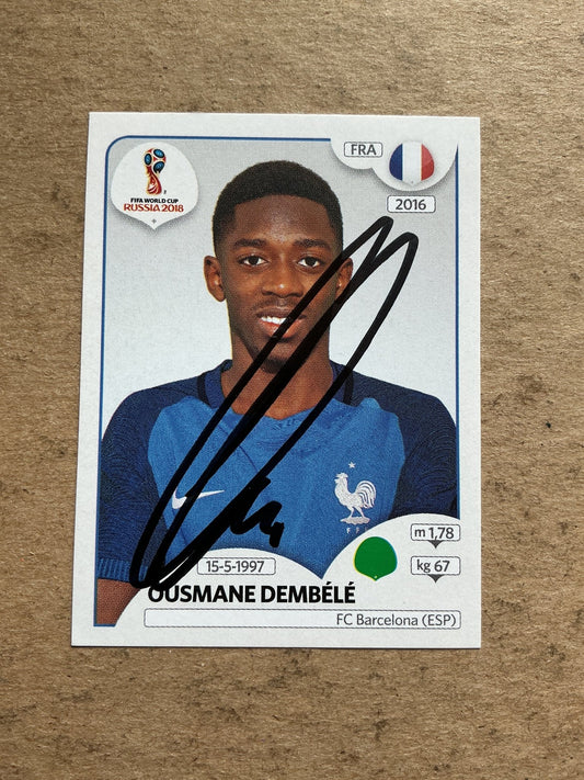 Ousmane Dembélé, France 🇫🇷 FIFA World Cup 2018 Panini hand signed - Autographs-World