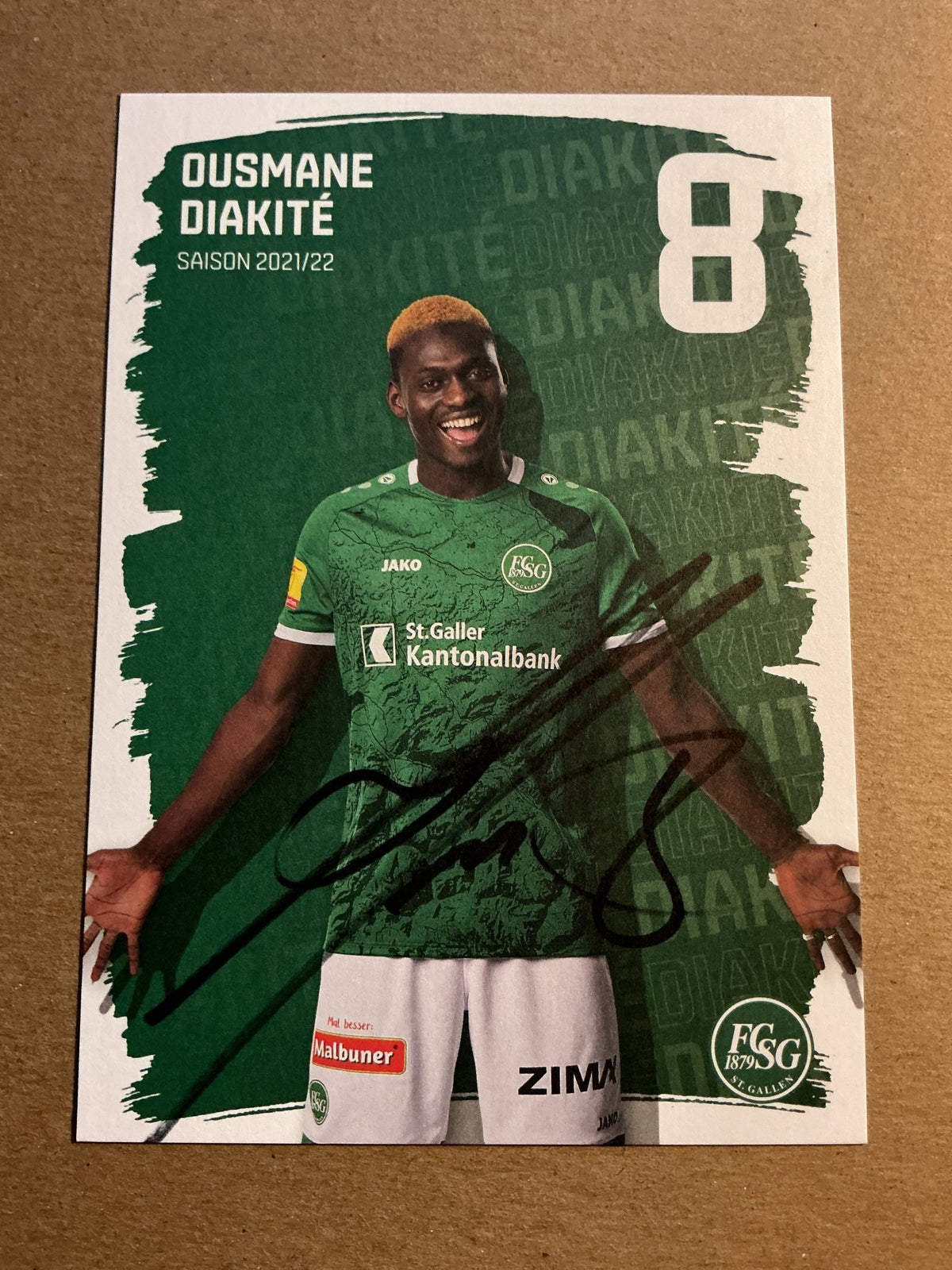Ousmane Diakité, Mali 🇲🇱 FC St. Gallen 2021/22 hand signed - Autographs-World