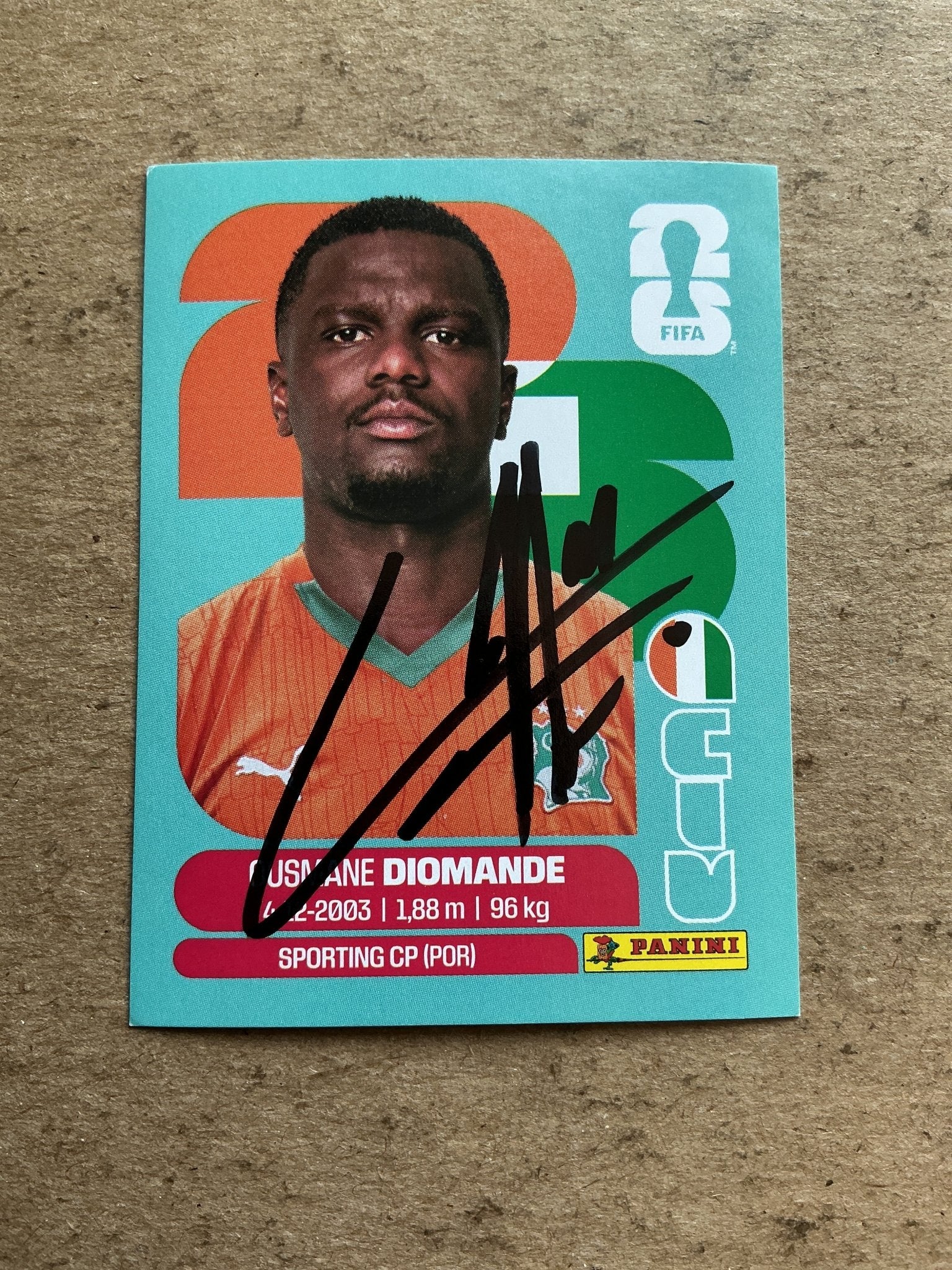 Ousmane Diomande, Ivory Coast 🇨🇮 FIFA World Cup 2026 Panini hand signed - Autographs-World