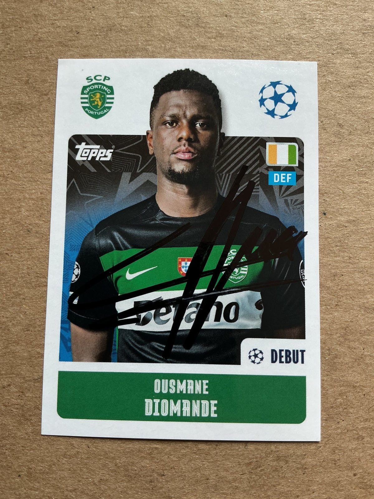 Ousmane Diomande, Ivory Coast 🇨🇮 Sporting CP 2024/25 Topps hand signed - Autographs-World