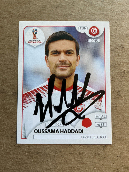 Oussama Haddadi, Tunisia 🇹🇳 FIFA World Cup 2018 Panini hand signed - Autographs-World