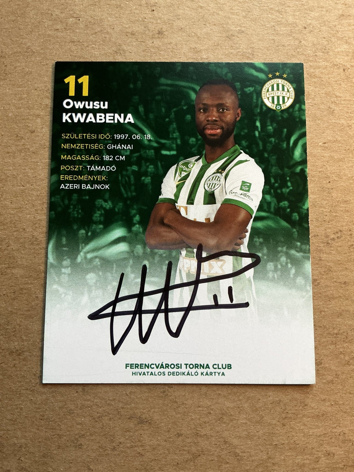 Owusu Kwabena, Ghana 🇬🇭 Ferencváros 2022/23 hand signed - Autographs-World