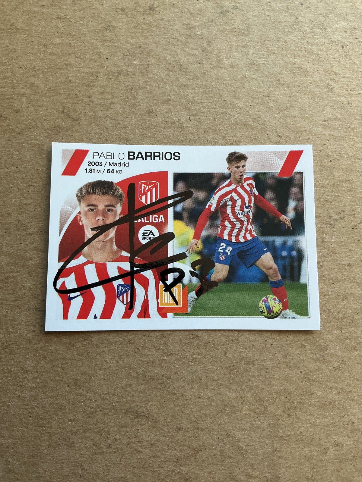 Pablo Barrios, Spain 🇪🇸 Atletico Madrid 2023/24 Panini hand signed - Autographs-World