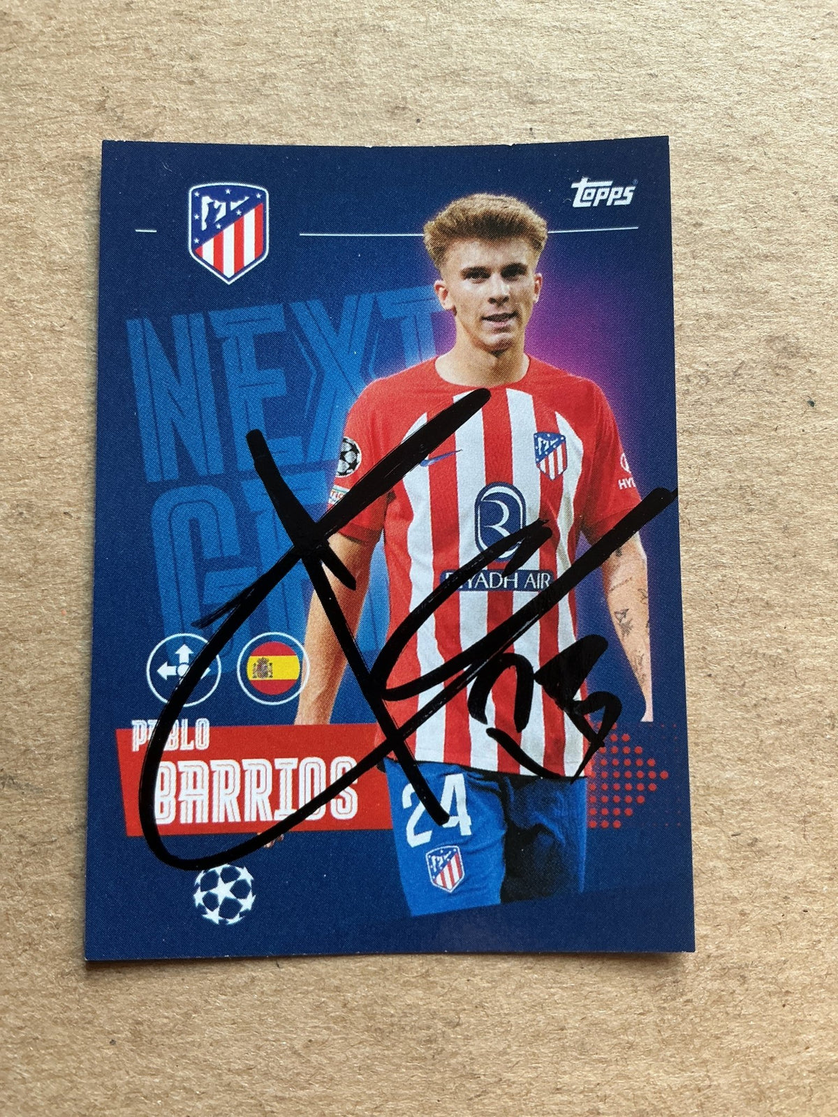 Pablo Barrios, Spain 🇪🇸 Atletico Madrid 2023/24 Topps hand signed - Autographs-World