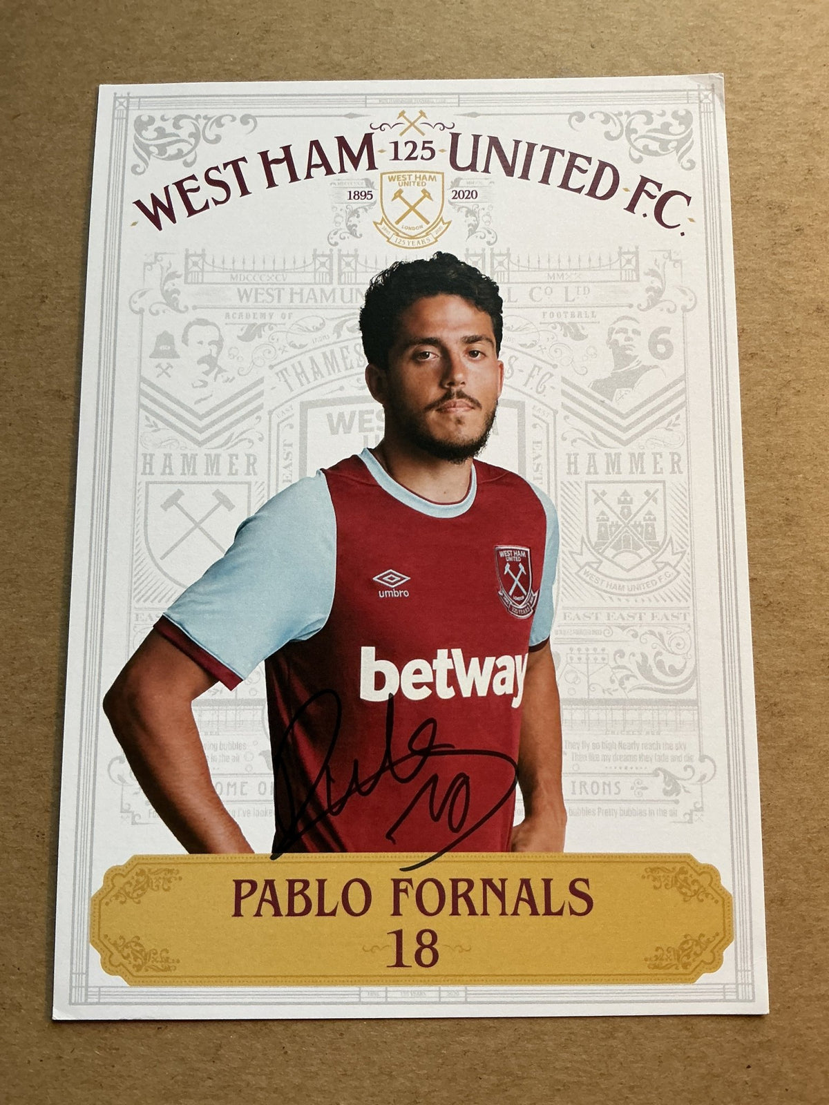 Pablo Fornals, Spain 🇪🇸 West Ham United 2020/21 hand signed - Autographs-World