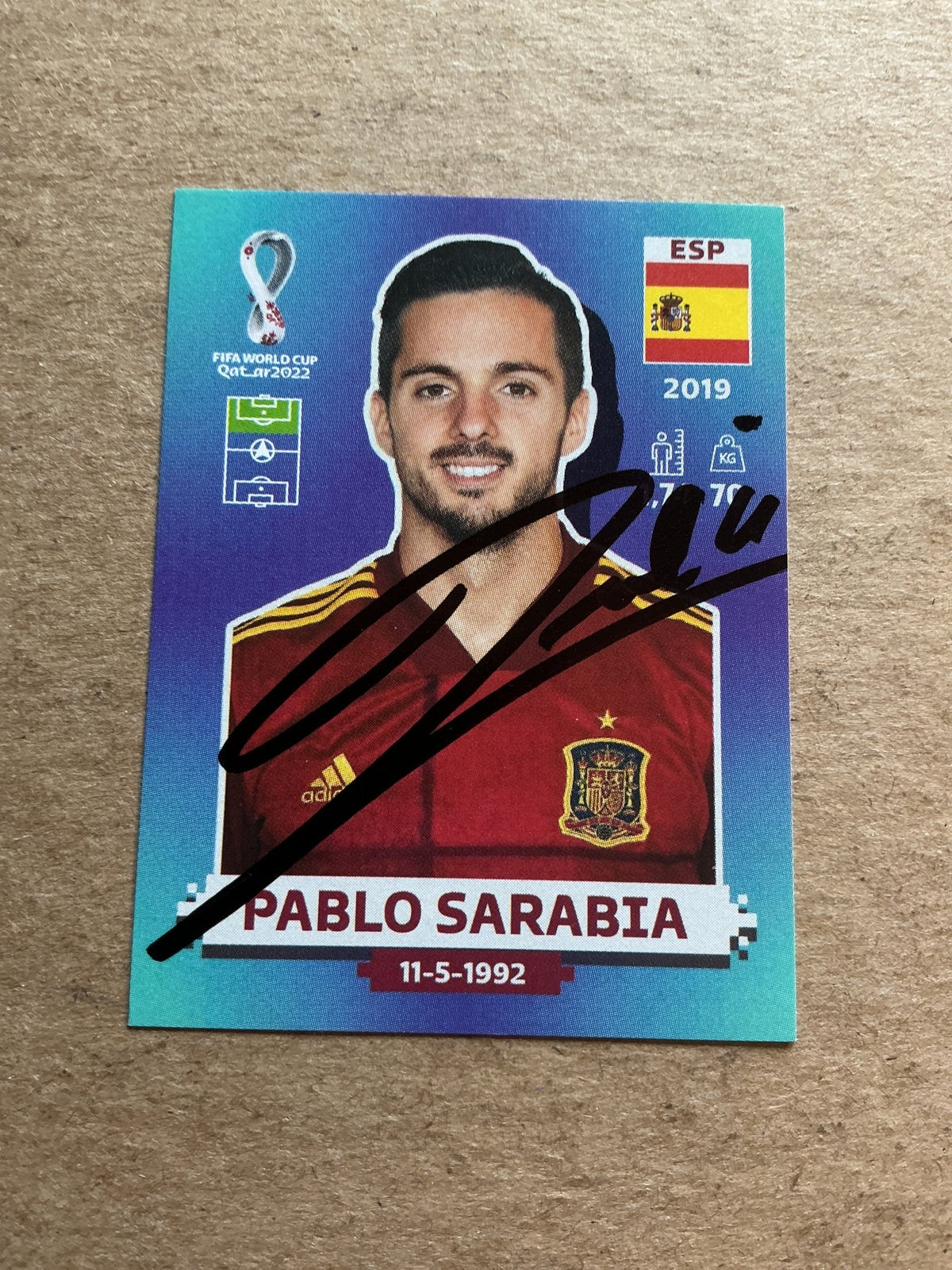 Pablo Sarabia, Spain 🇪🇸 FIFA World Cup 2022 Panini hand signed - Autographs-World