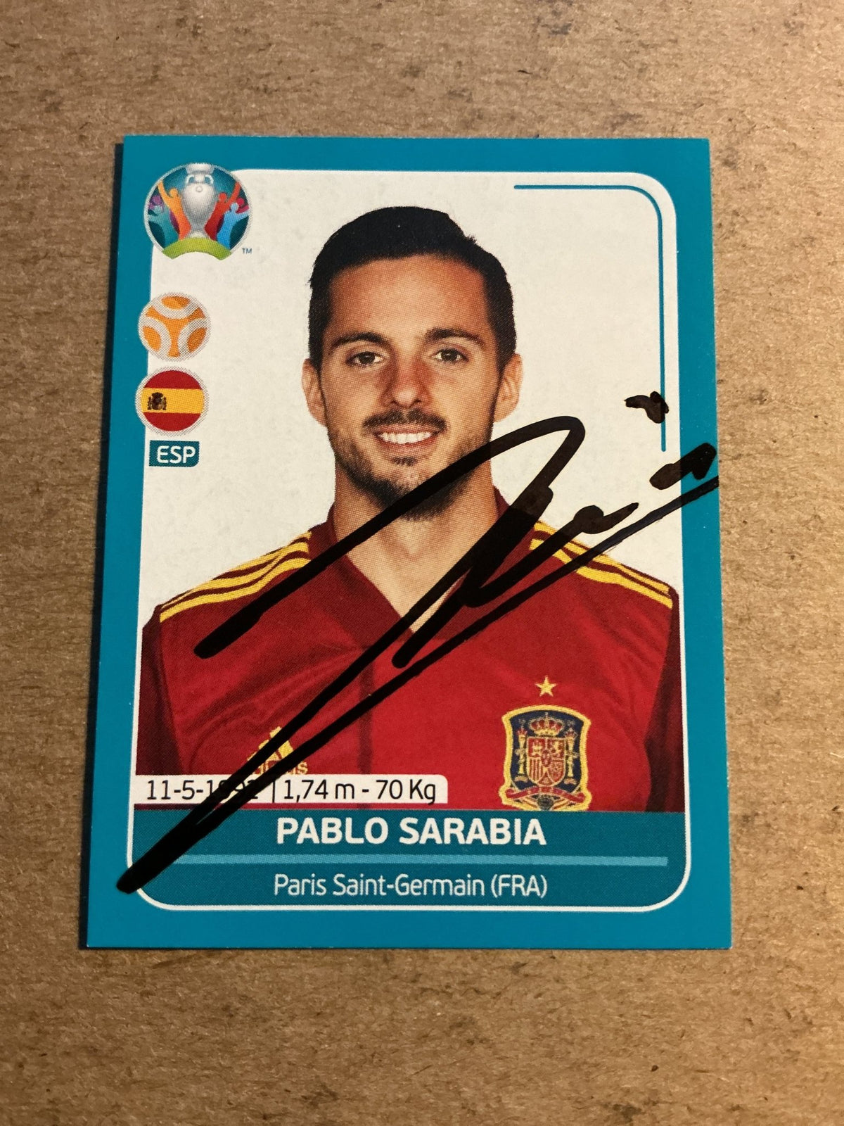 Pablo Sarabia, Spain 🇪🇸 UEFA Euro 2020 Panini hand signed - Autographs-World