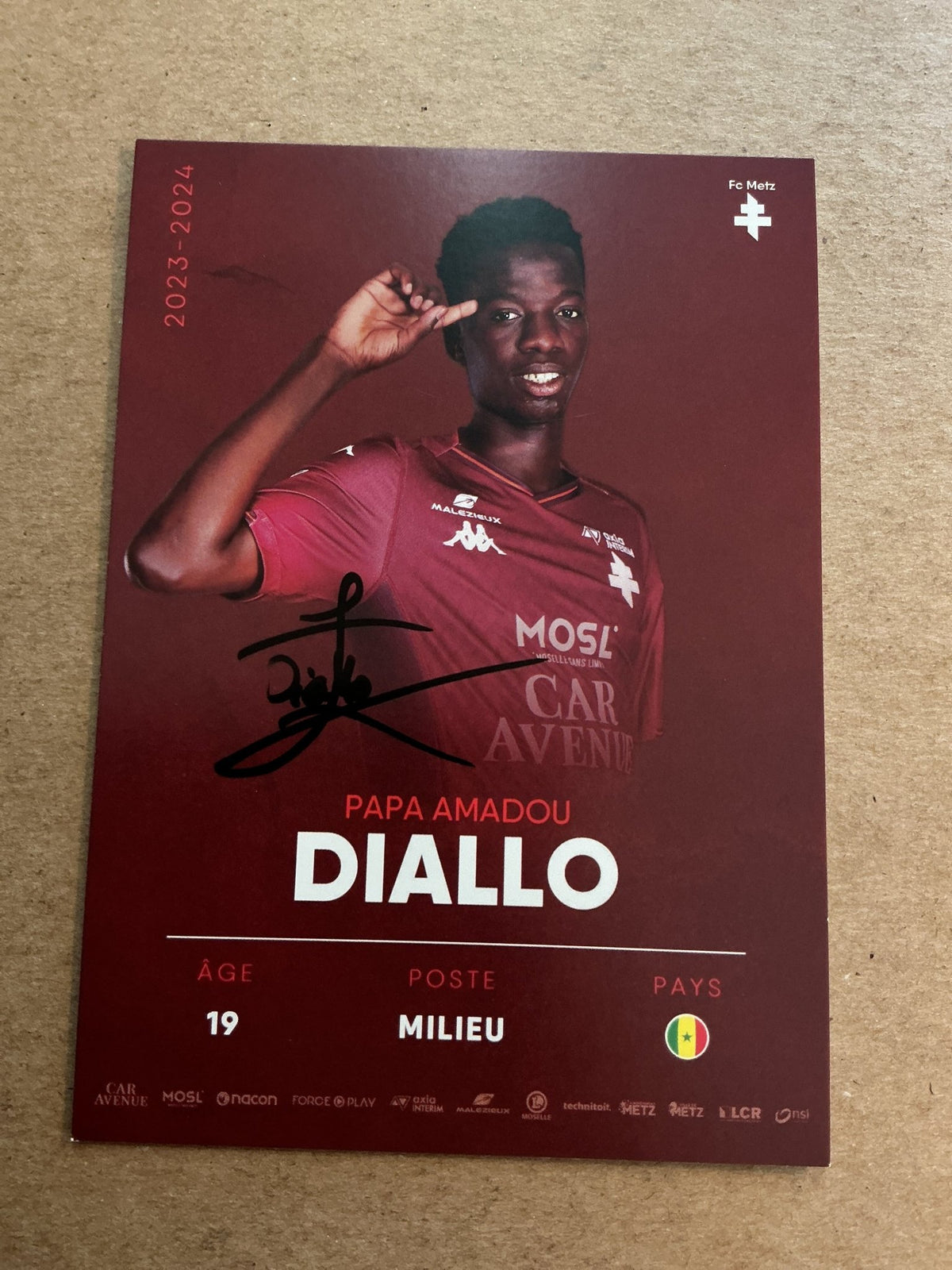 Papa Amadou Diallo, Senegal 🇸🇳 FC Metz 2023/24 hand signed - Autographs-World