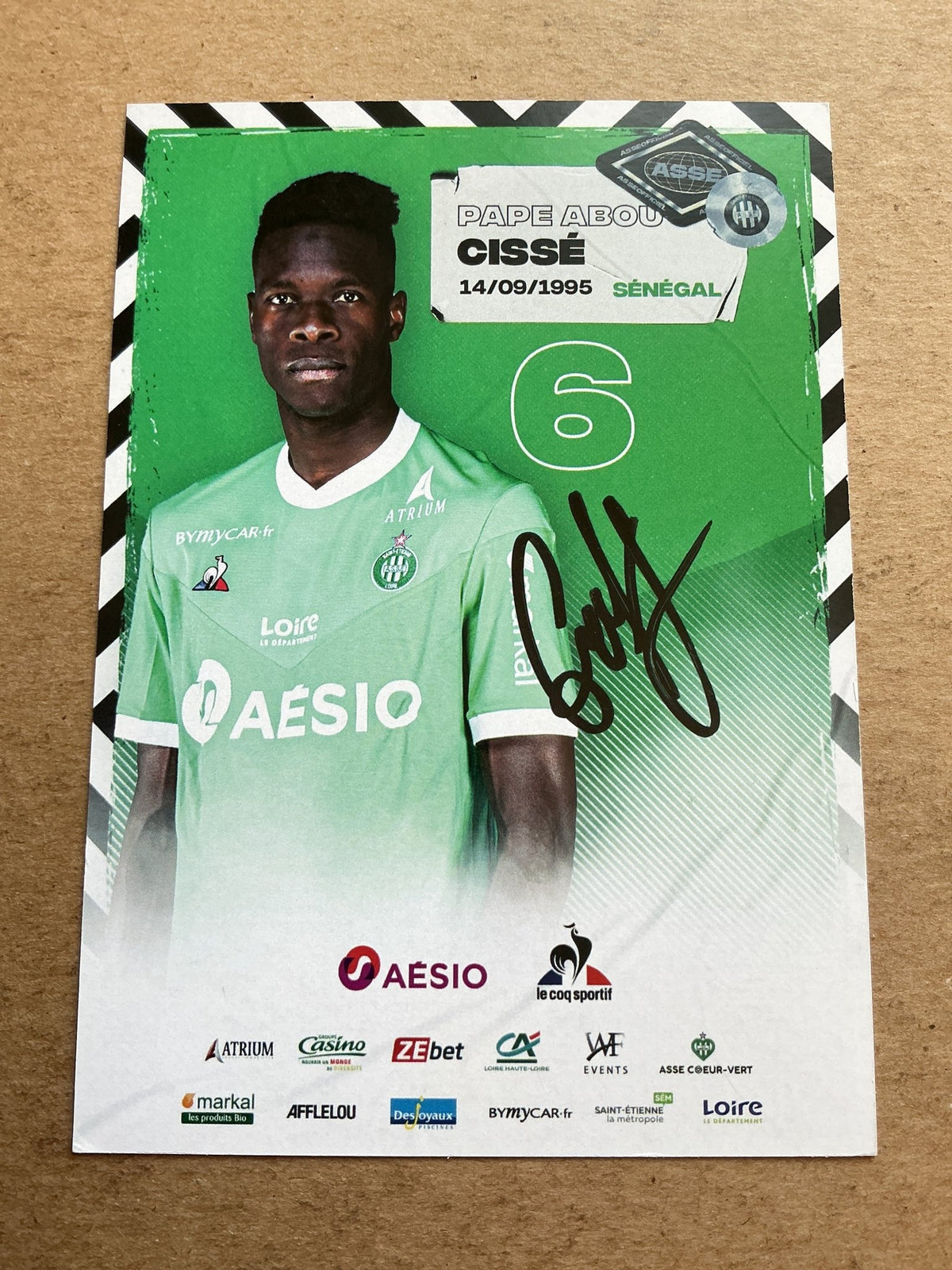 Pape Abou Cissé, Senegal 🇸🇳 AS Saint-Étienne 2020/21 hand signed - Autographs-World