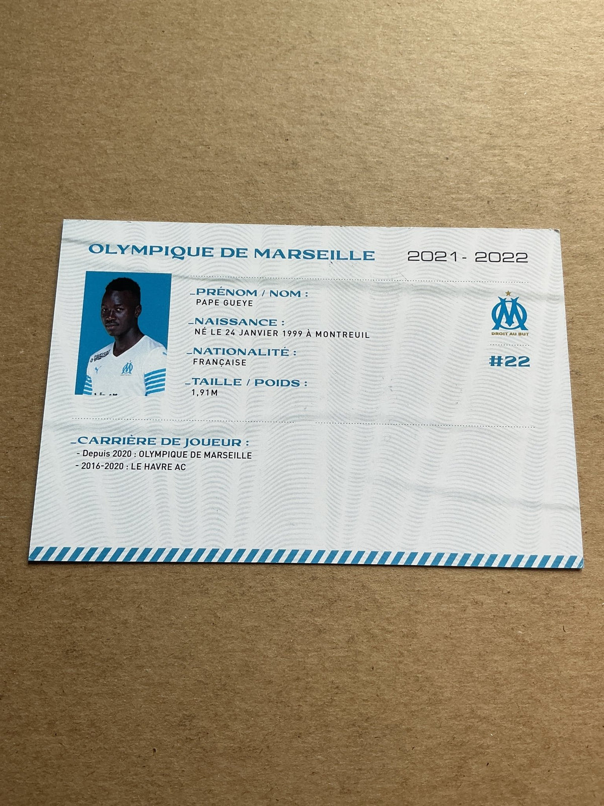 Pape Gueye, Senegal 🇸🇳 Olympique Marseille 2021/22 hand signed - Autographs-World