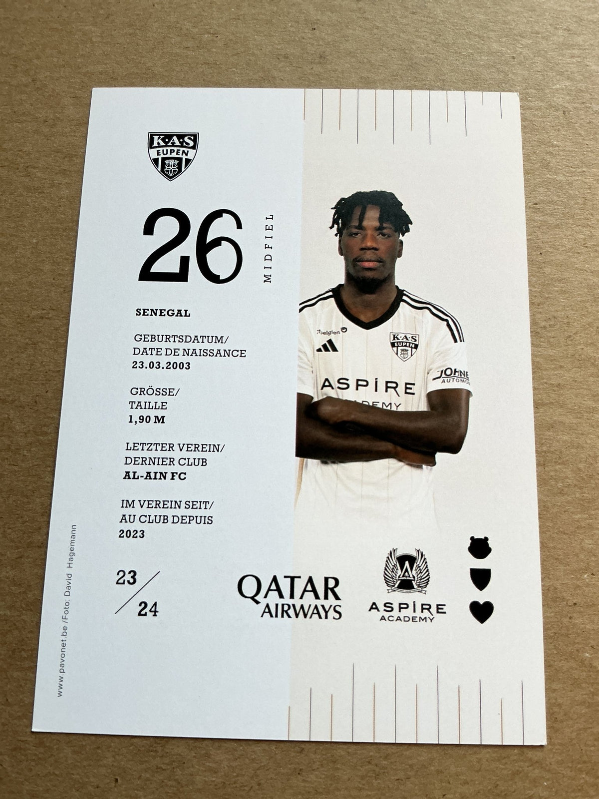 Pape Youssou Niang, Senegal 🇸🇳 KAS Eupen 2023/24 hand signed - Autographs-World