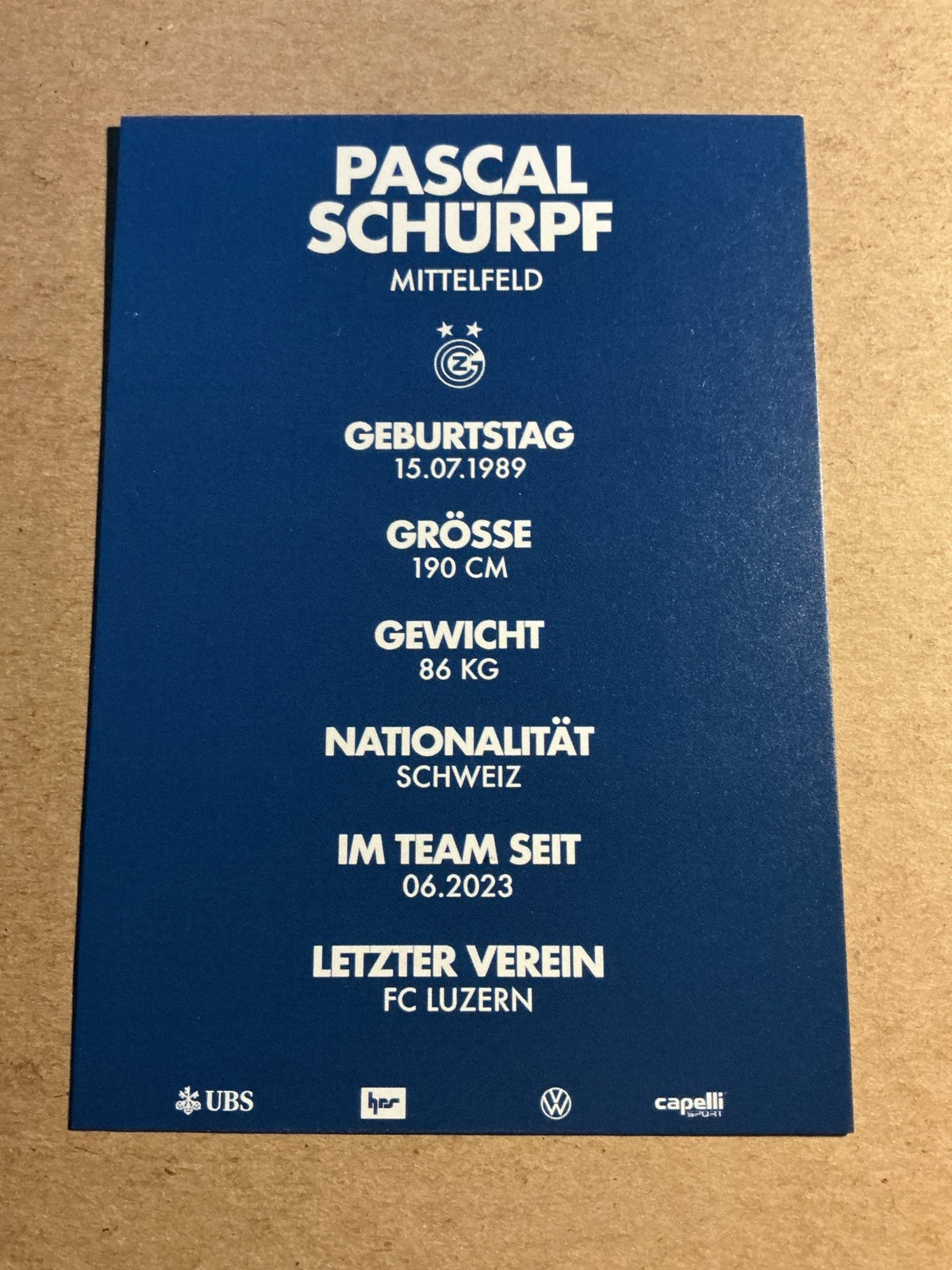 Pascal Schlürpf, Switzerland 🇨🇭 Grasshopper Zürich 2024/25 hand signed - Autographs-World
