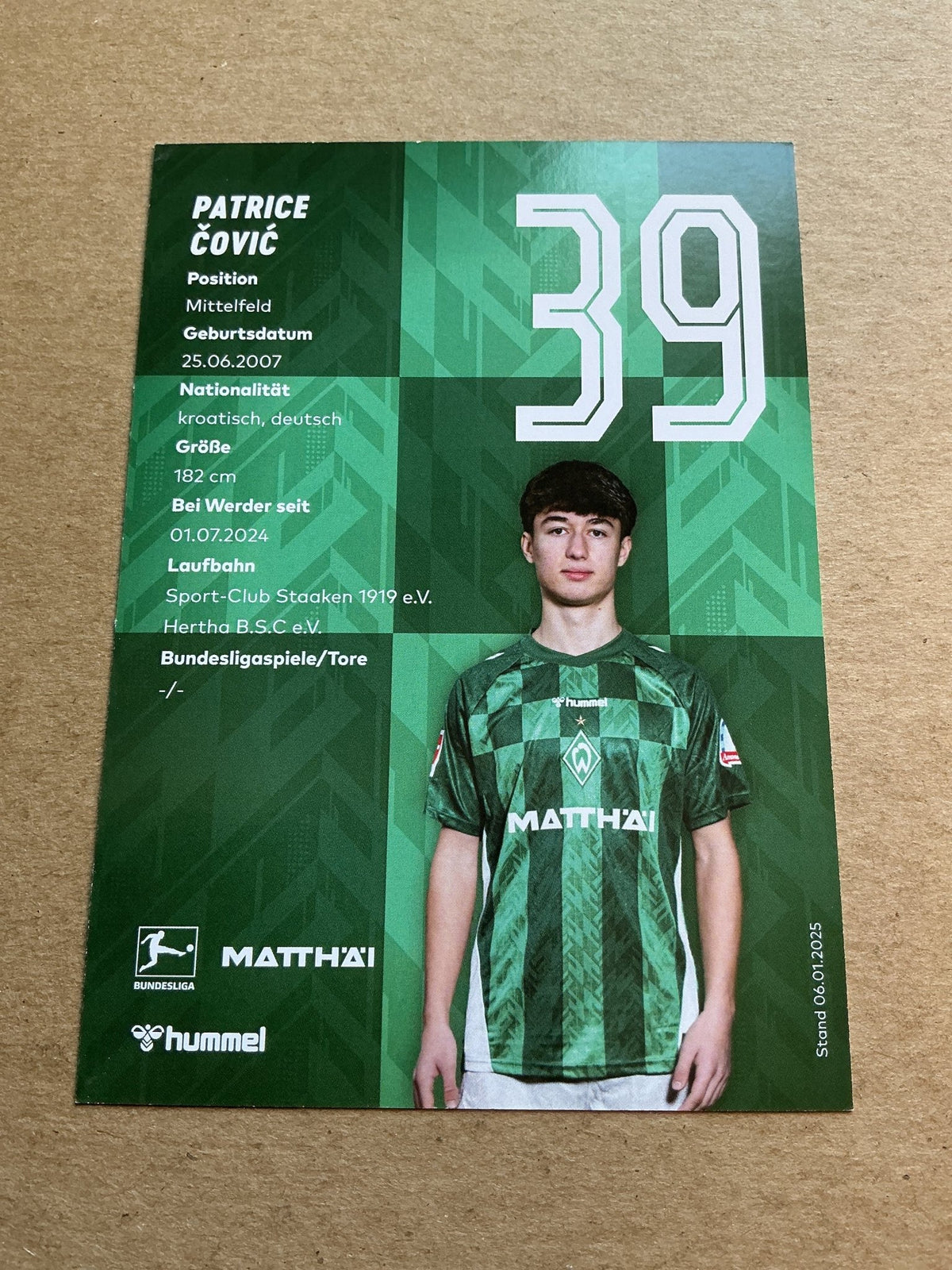 Patrice Covic, Croatia 🇭🇷 SV Werder Bremen 2024/25 hand signed - Autographs-World