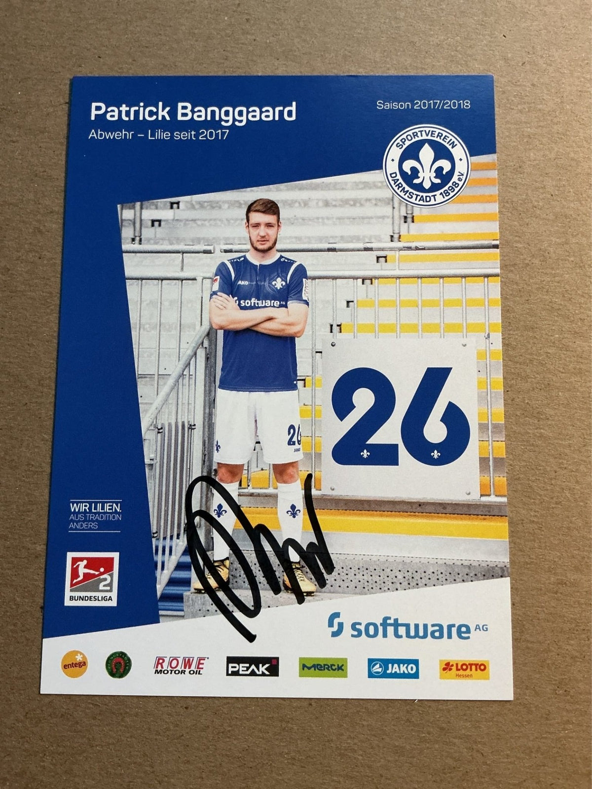 Patrick Banggaard, Denmark 🇩🇰 SV Darmstadt 98 2017/18 hand signed - Autographs-World