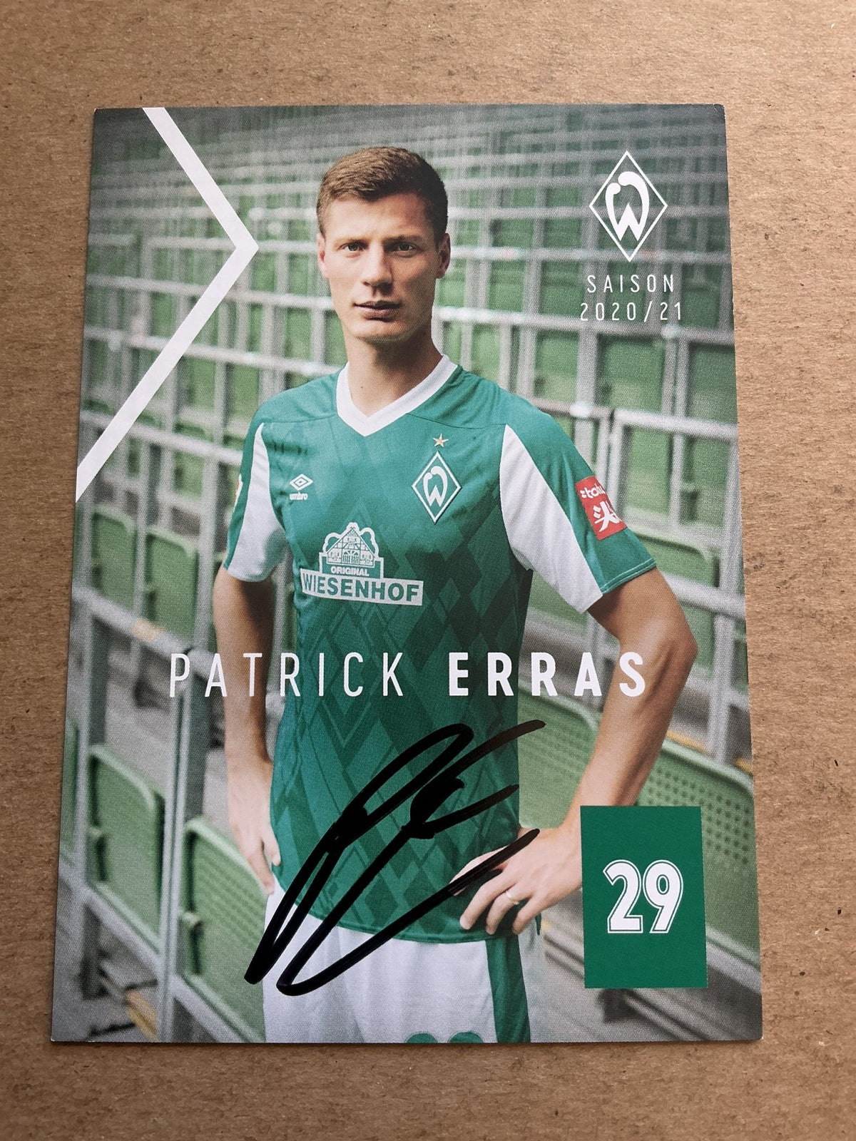 Patrick Erras, Germany 🇩🇪 SV Werder Bremen 2020/21 hand signed - Autographs-World
