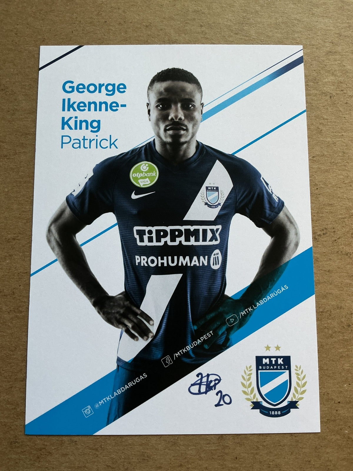 Patrick George Ikenne-King, Nigeria 🇳🇬 MTK Budapest 2020/21 hand signed - Autographs-World